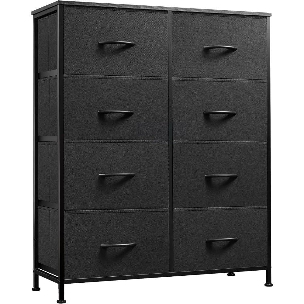 Fabric Dresser for Bedroom, Tall Dresser with 8 Drawers, Storage Tower with Fabric Bins, Double Dresser, Chest of Drawers for Closet, Living Room, Hallway