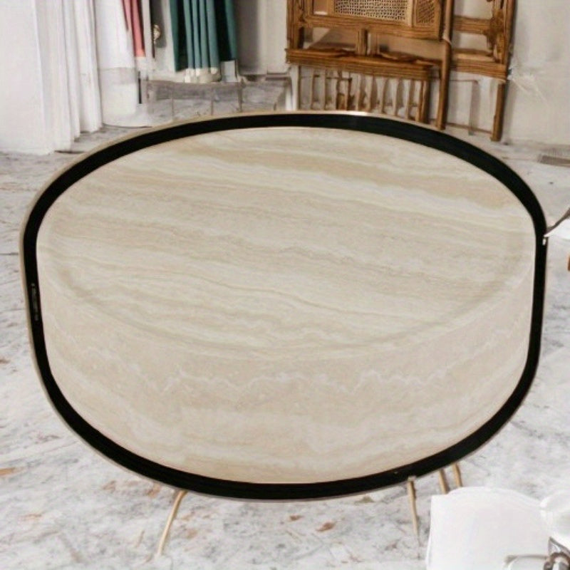 Round Faux Pattern Coffee Table - No Assembly Required - Ideal for Living Room & Tea Time - Stylish & Durable