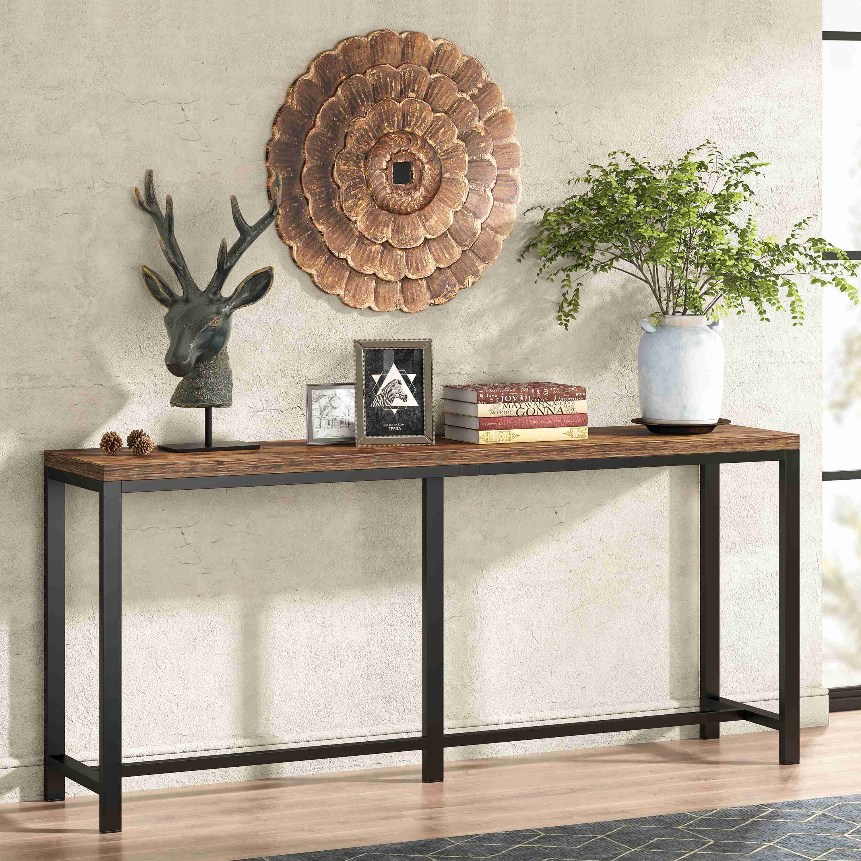 Narrow Console Table, 180 cm Extra Long Sofa Table Hallway Table