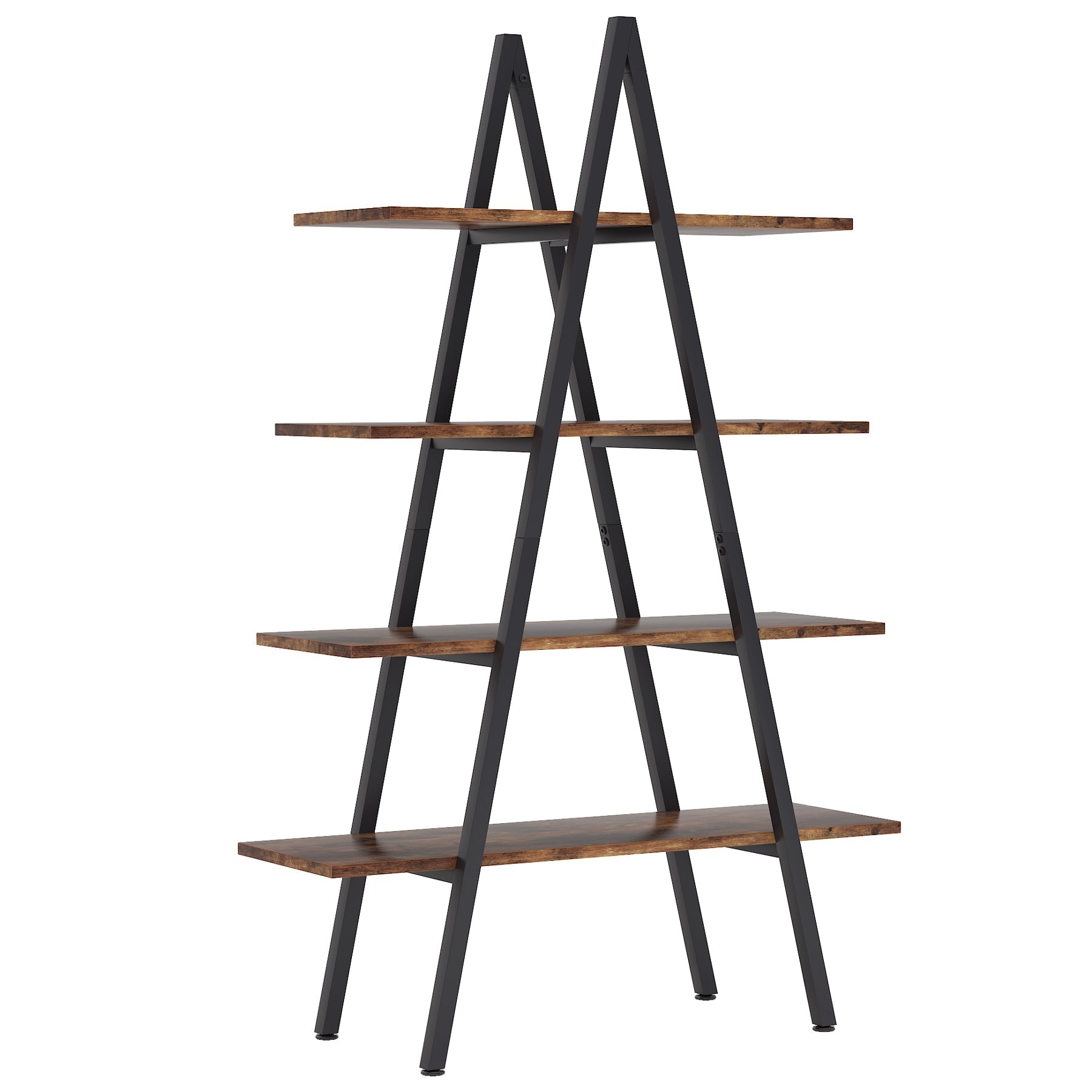 4-Tier Bookshelf, A-Shaped Bookcase Industrial Ladder Display Shelf (Approx. 102 cm)