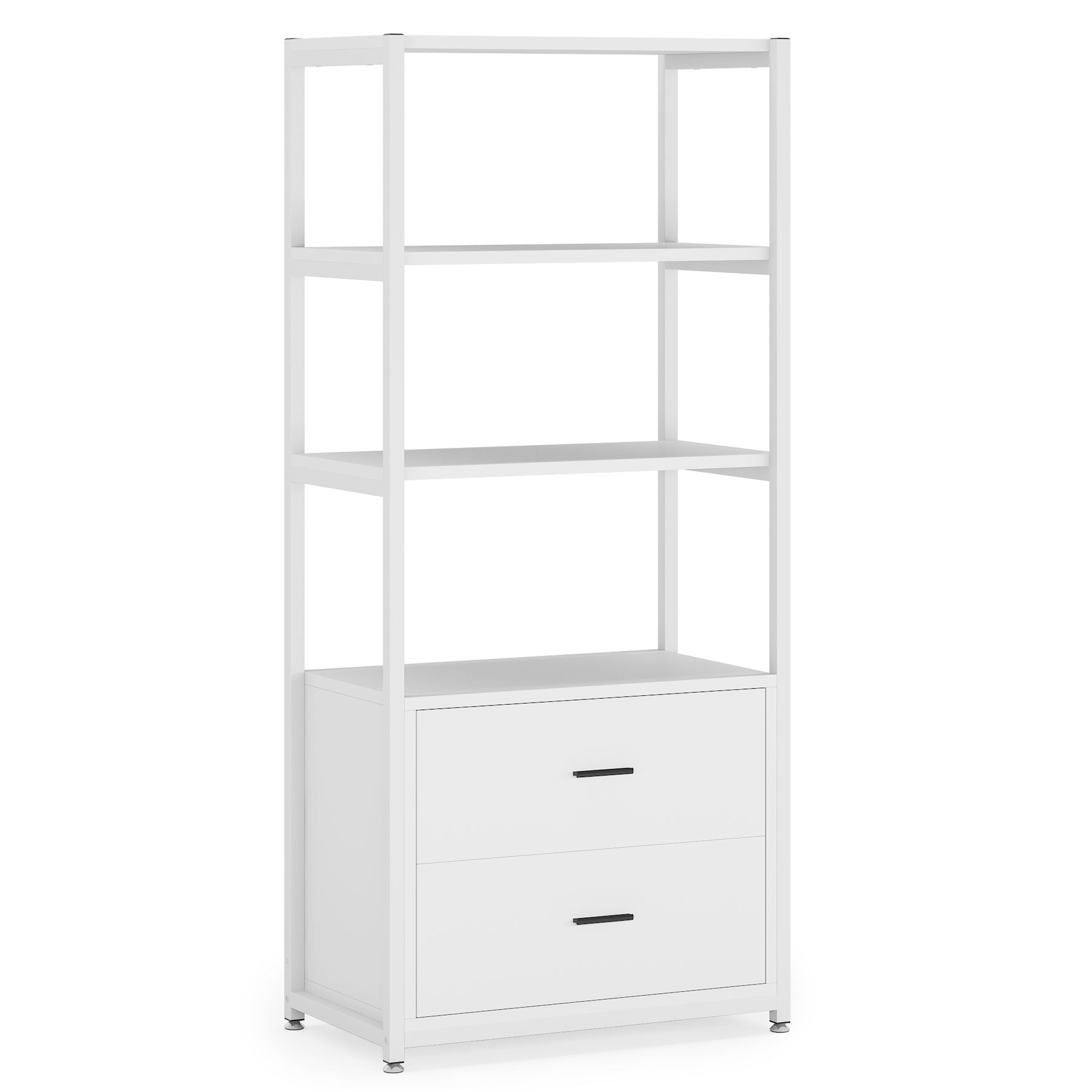 4-Tier Bookshelf Etagere Display Bookcase with 2 Drawers (Dimensions in cm)