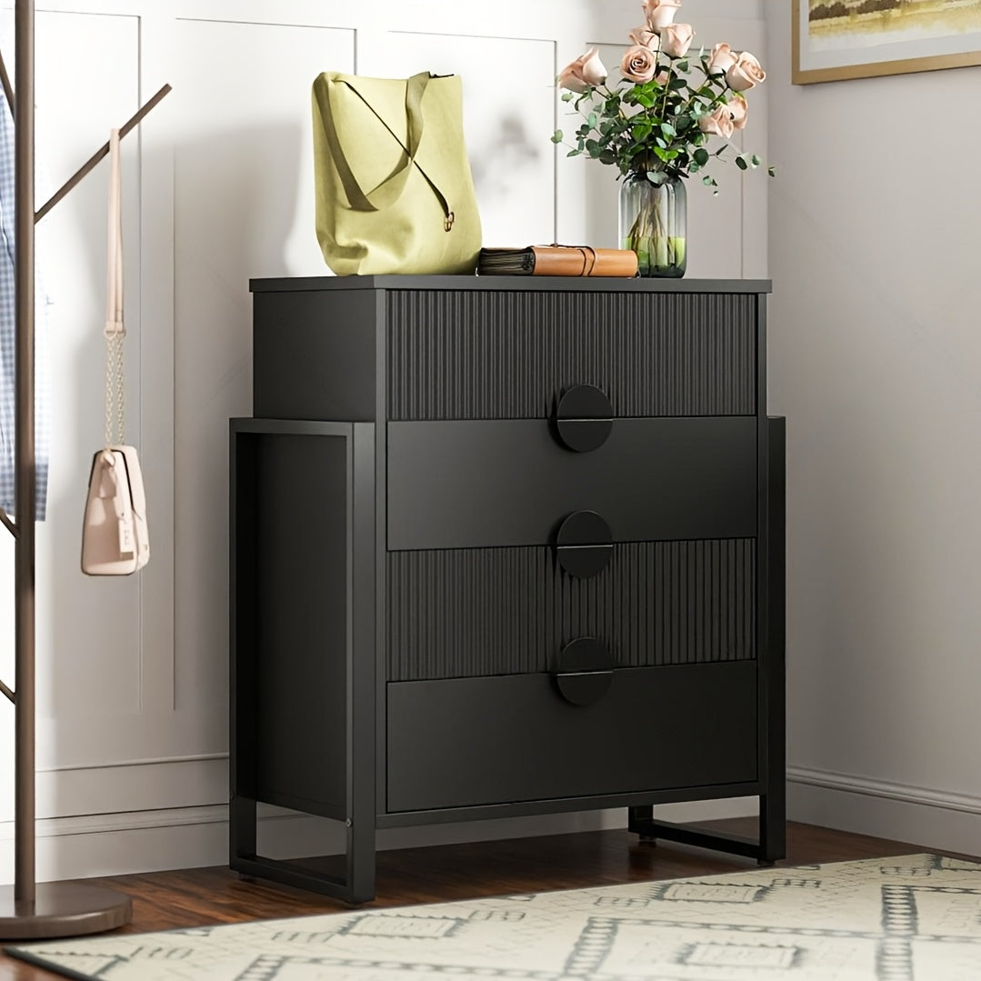 Dressers for Bedroom, 4/8 storage compartment Dresser Chest Of Drawers with Metal Frame, Storage Organizer Unit with Fluted Panel for Living Room, Hallway