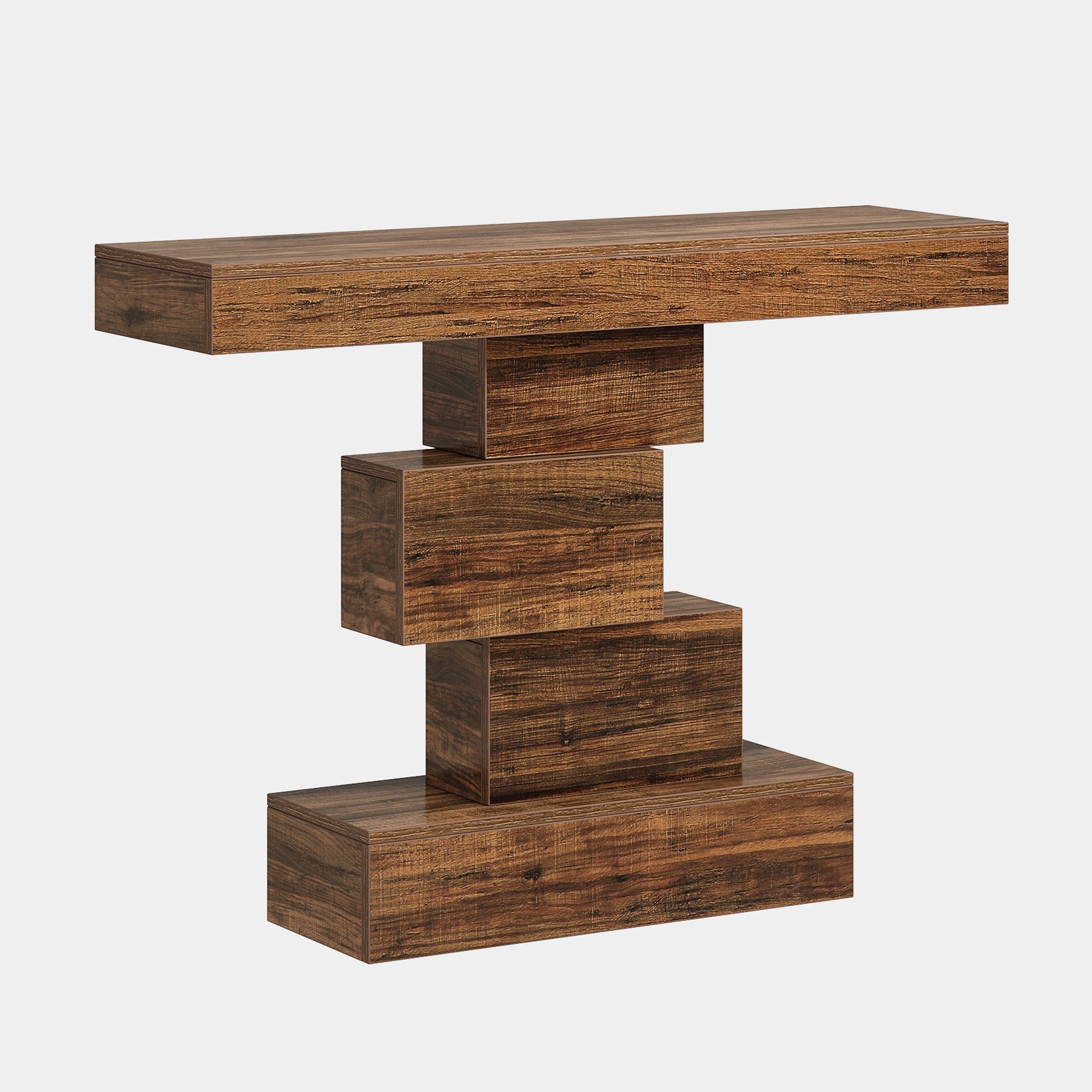 106.68 cm Console Table, Wood Sofa Table Accent Table with Geometric Base