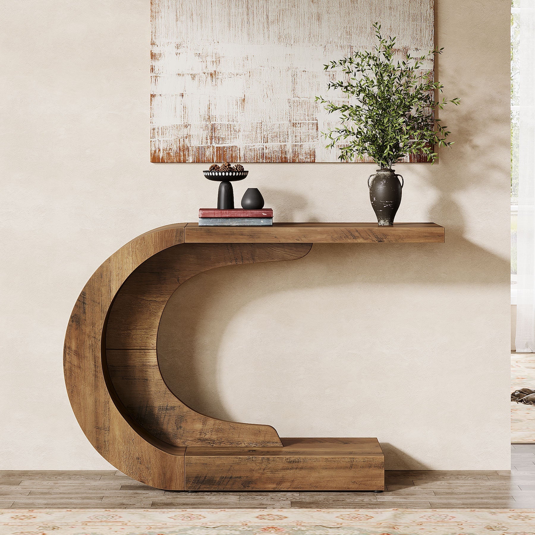 109 cm Console Table, C-Shaped Modern Accent Table Hallway Table