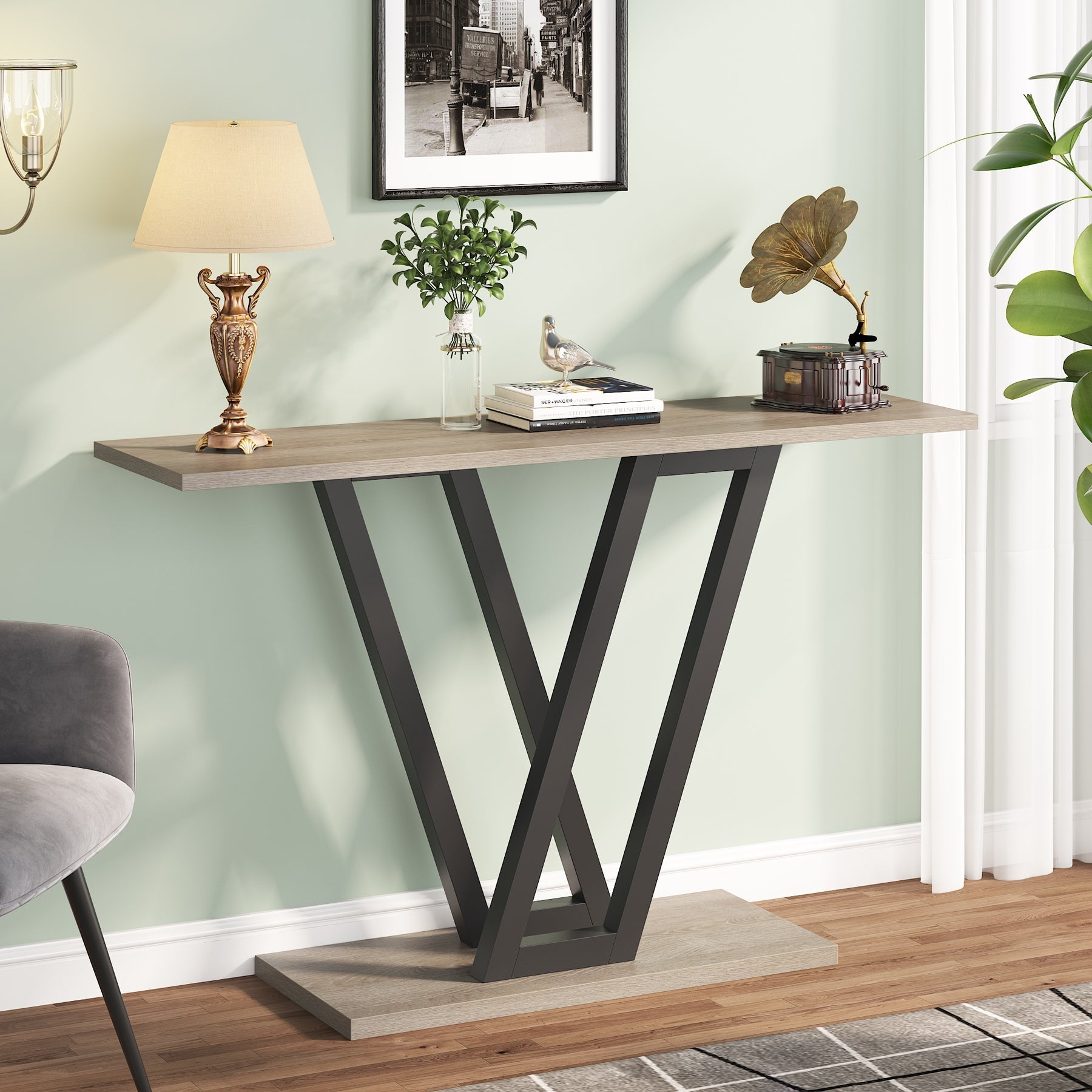 109.22 cm Console Table, Industrial Entryway Hallway Table