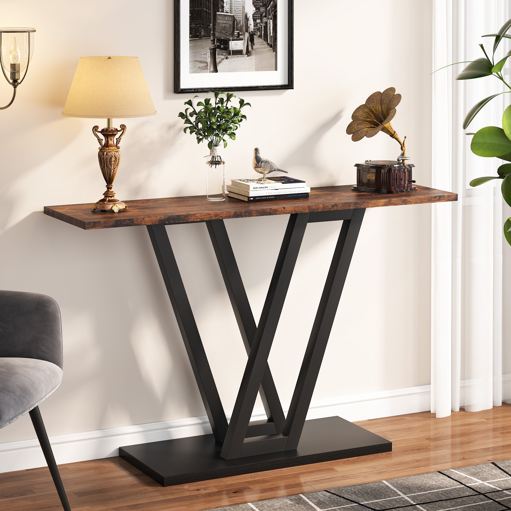 109.22 cm Console Table, Industrial Entryway Hallway Table