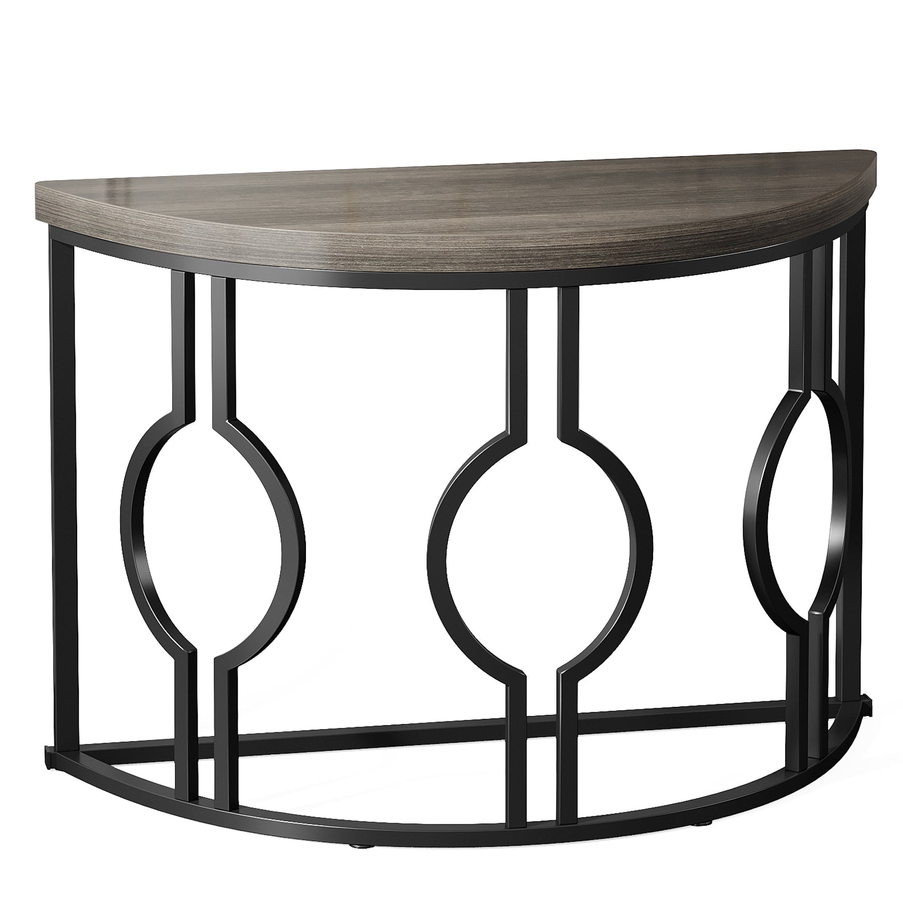 109 cm Industrial Console Table, Half Moon Shaped Accent Sofa Table