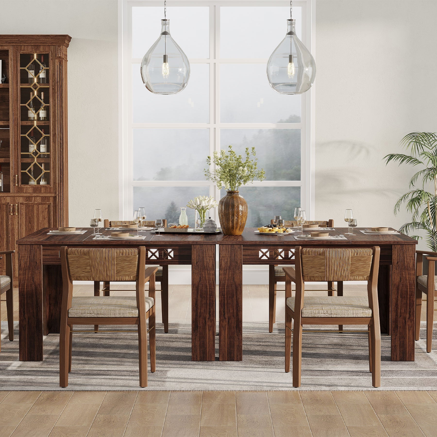 109 cm Wood Dining Table, Small Square Kitchen Table for 4