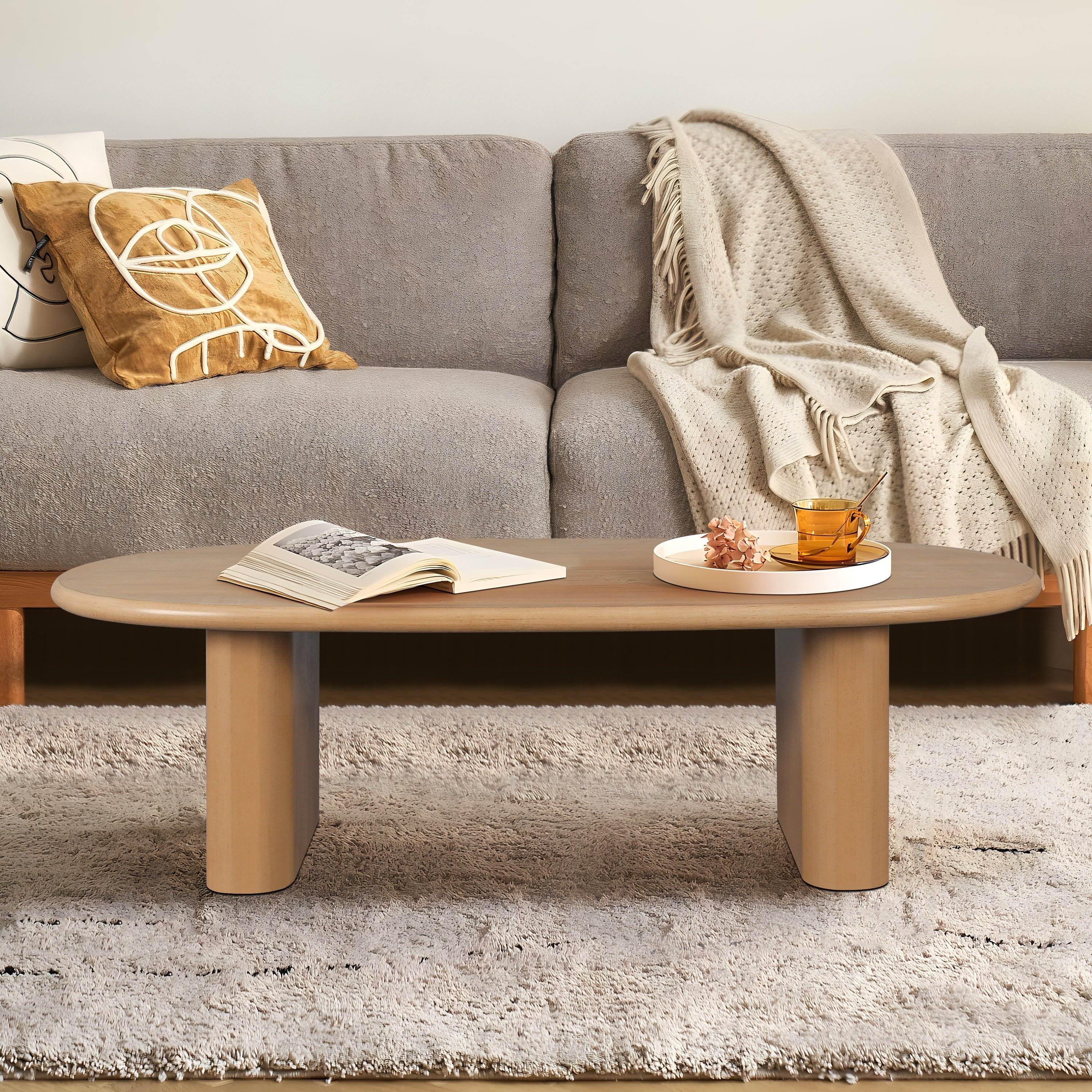 51 Inch Tapered Tabletop Coffee Table (NATURAL WOOD)