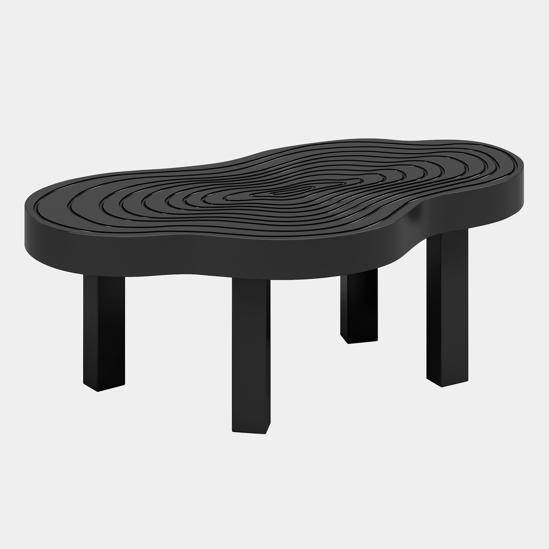 114 cm Coffee Table, Modern Irregular Center Table with Thick Tabletop