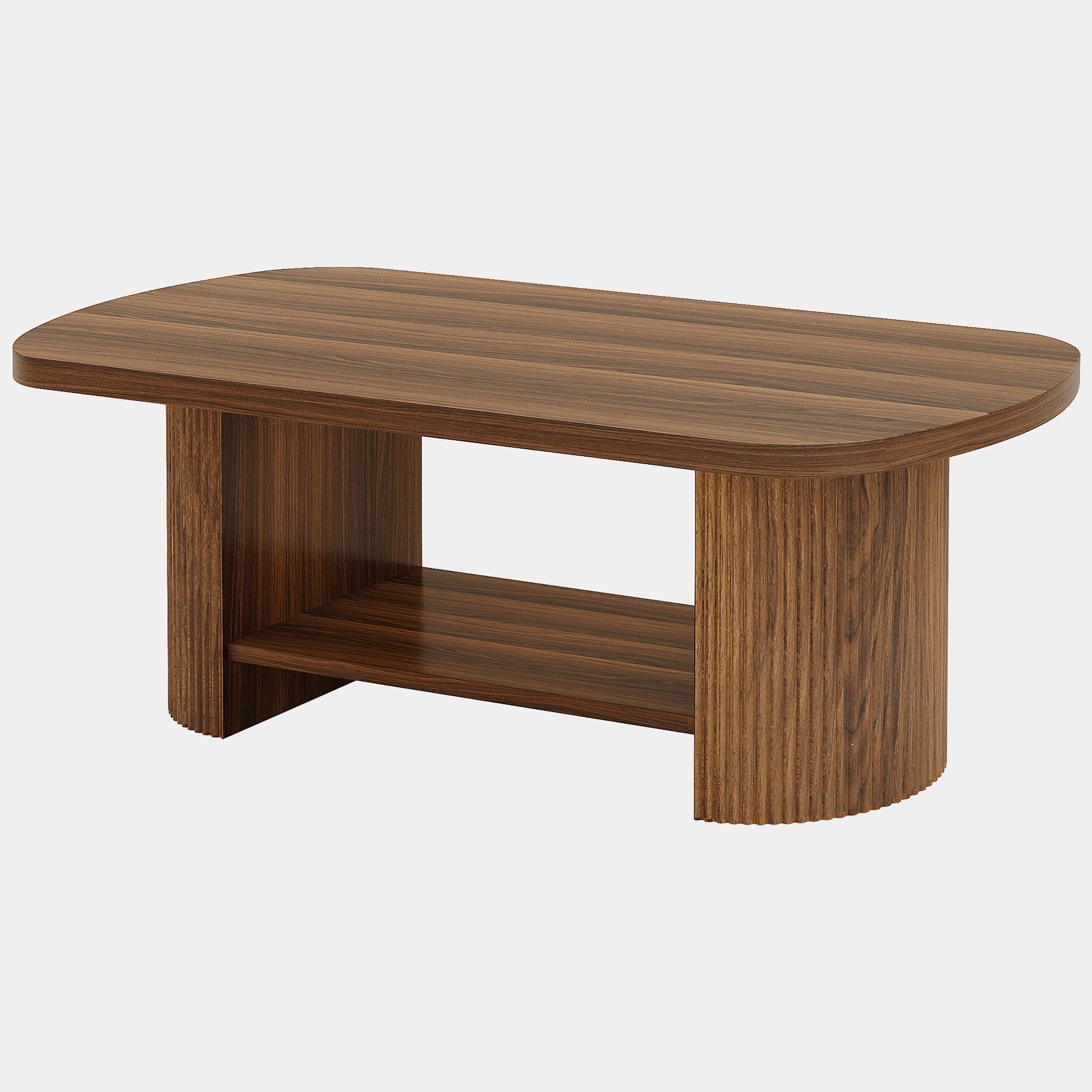 114.3 cm Coffee Table, Modern Oval 2-Tier Center Table With Storage