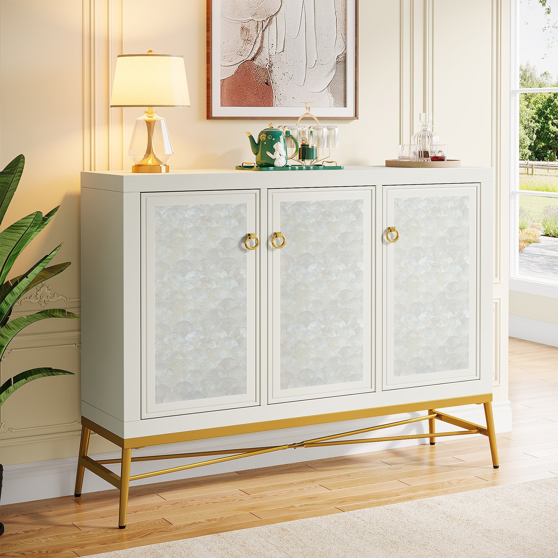 114.3 cm Sideboard Buffet, Kitchen Storage Cabinet with Adjustable Shelves