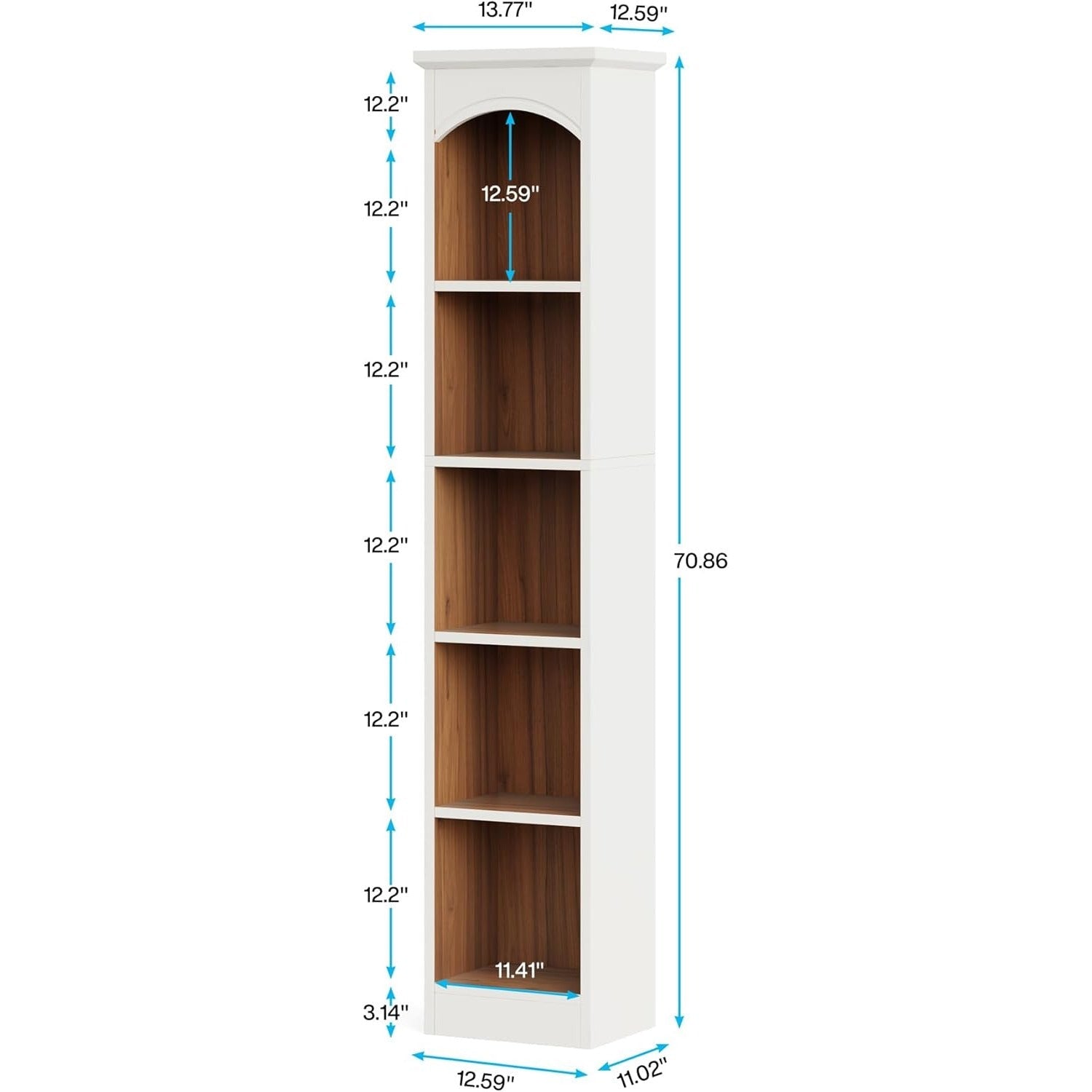 Tall Narrow Bookcase, Multi-Tier Cube Bookshelf with Storage, Modern Slim Corner Display Shelves for Home Office, Living Room