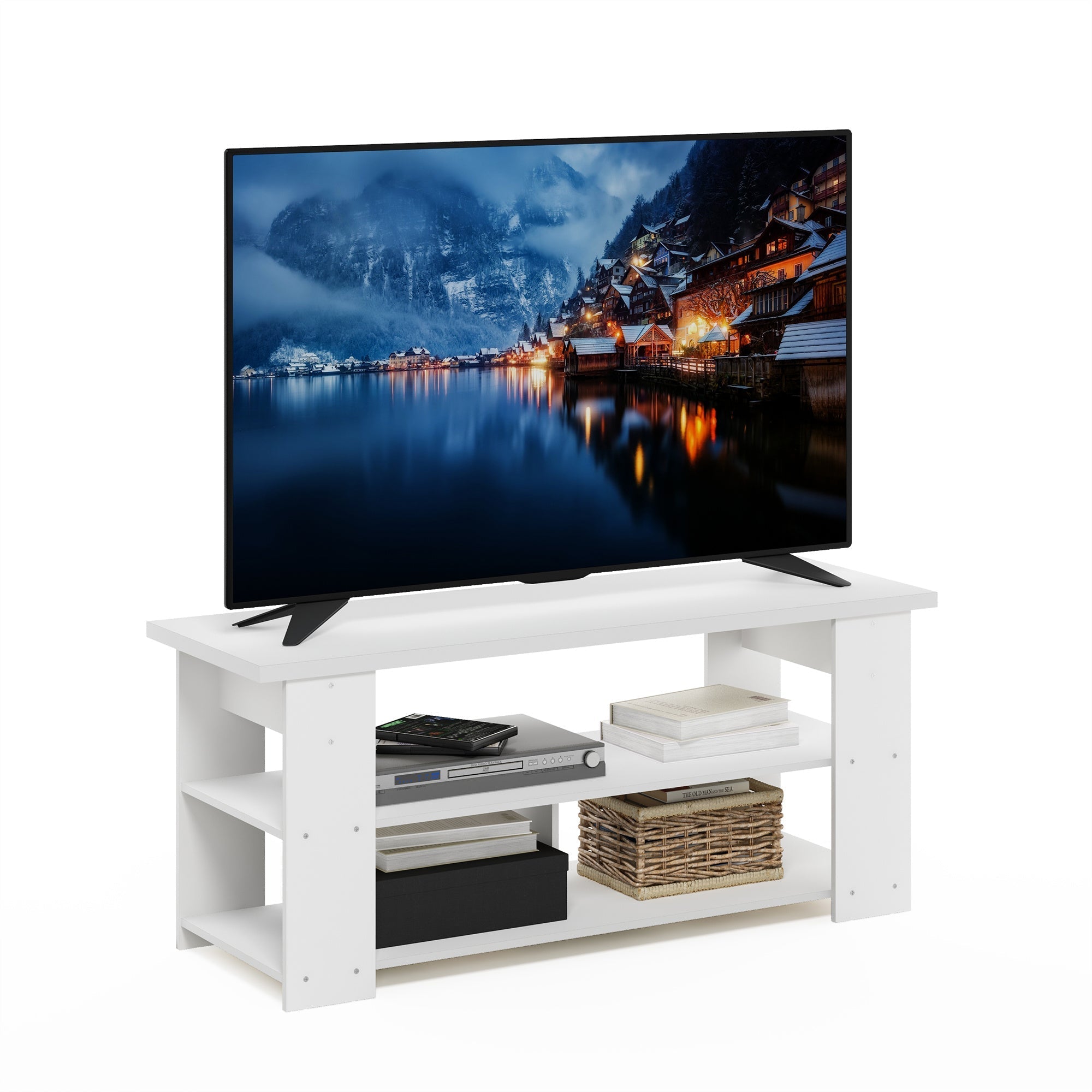 TV Stand Up To 55-Inch, Sleek Media Console with Elevated Risers