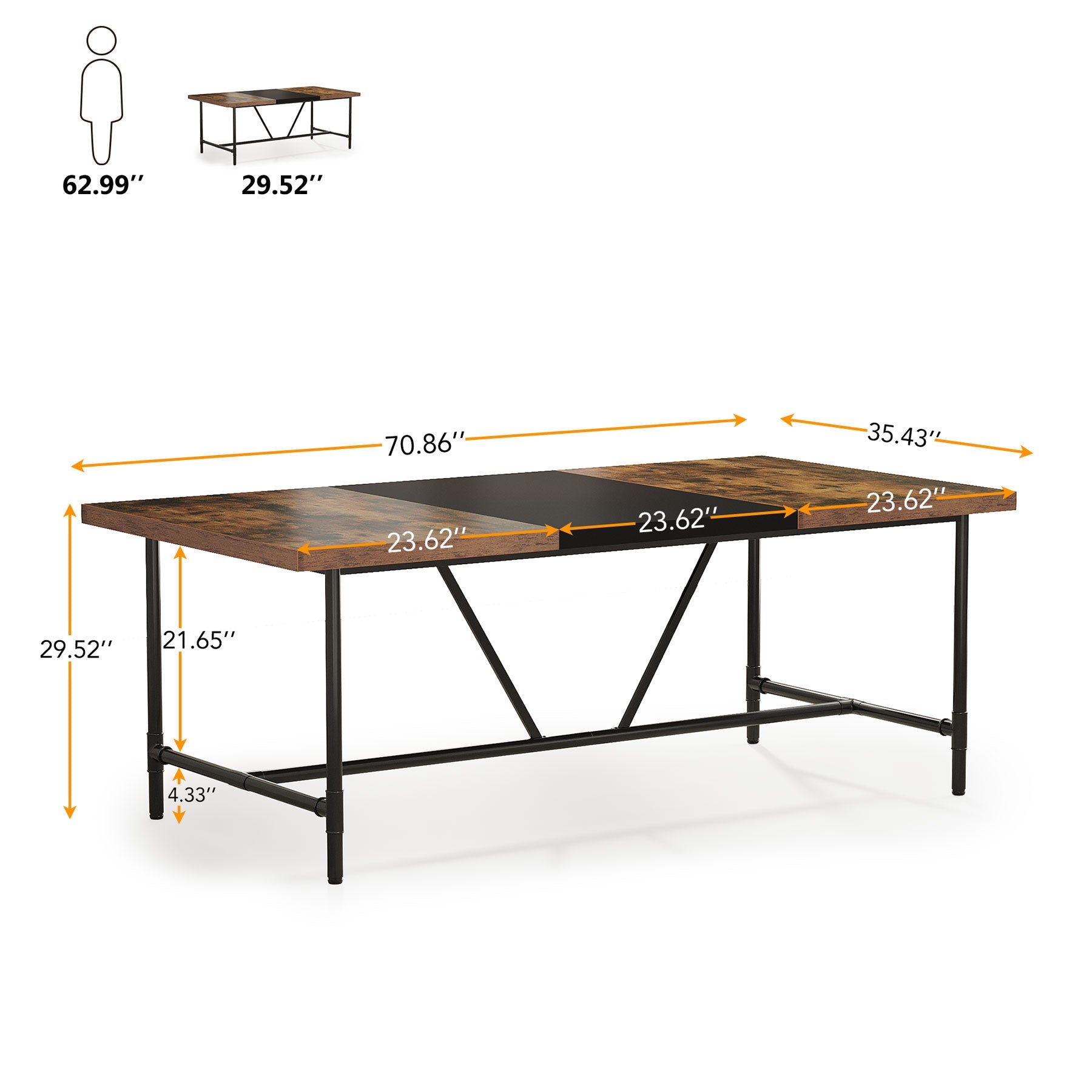 183 cm Conference Table, 180 x 90 cm Meeting Table Computer Desk