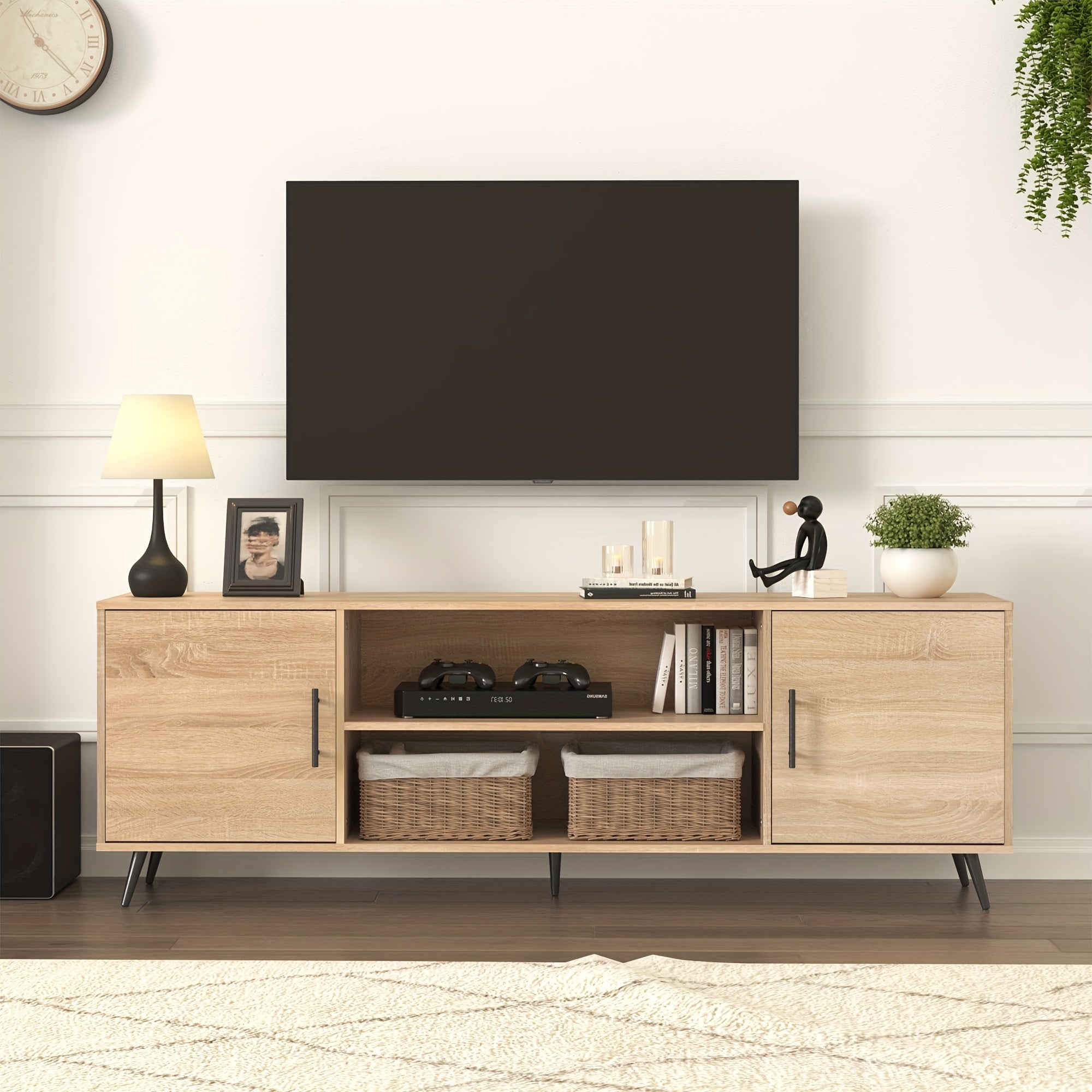 178cm Modern TV Stand For 203cm TV, Wood TV Stand With Storage, Entertainment Center For Living Room Bedroom, TV Media Console