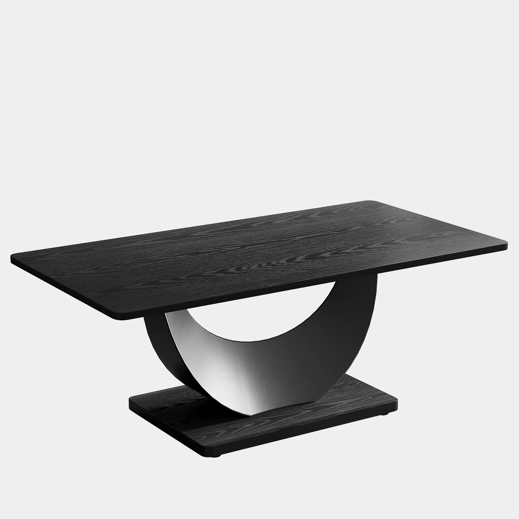 119 cm Coffee Table, Accent Cocktail Center Tables with Crescent Moon Metal Base