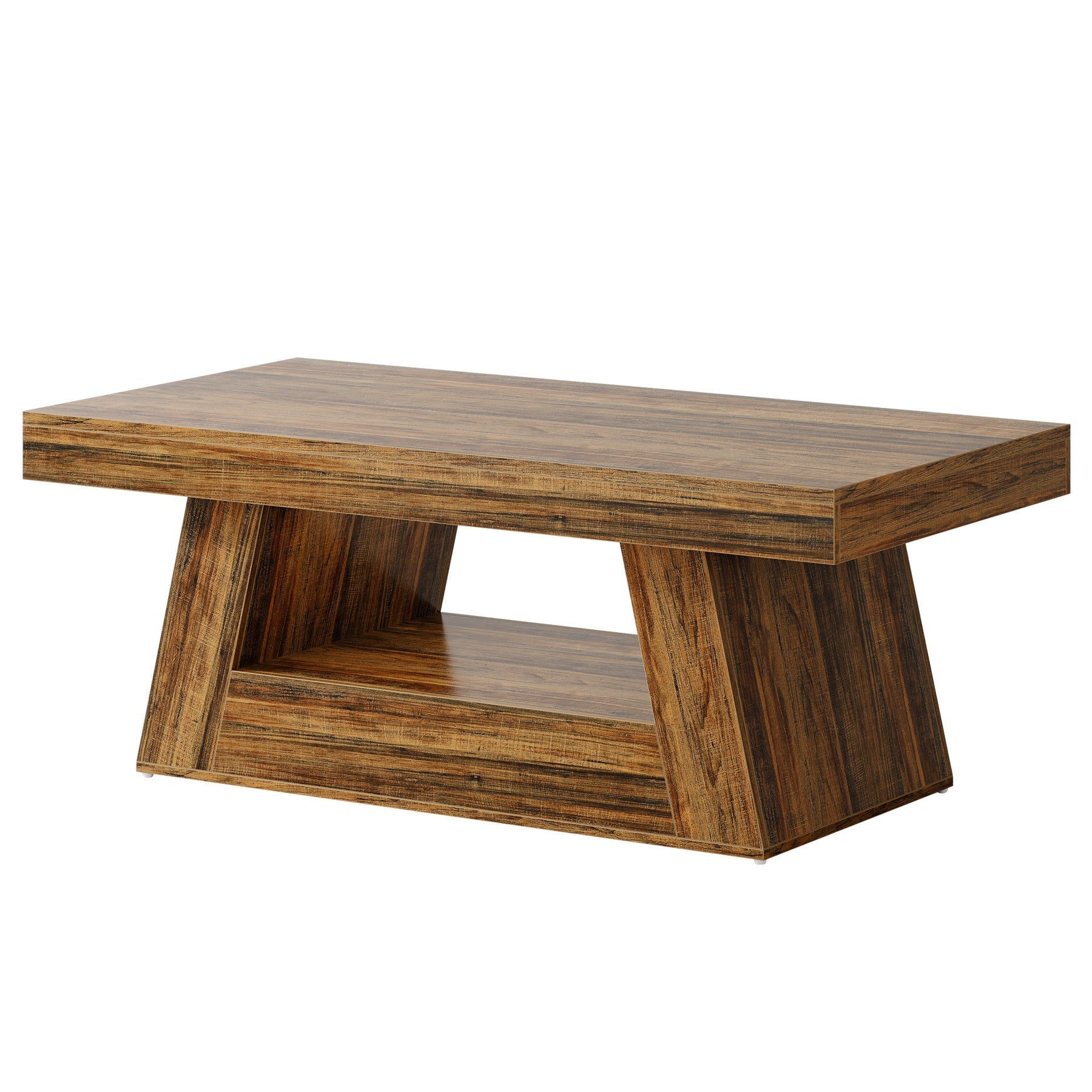 119 cm Coffee Table, Farmhouse Accent Center Table with Storage