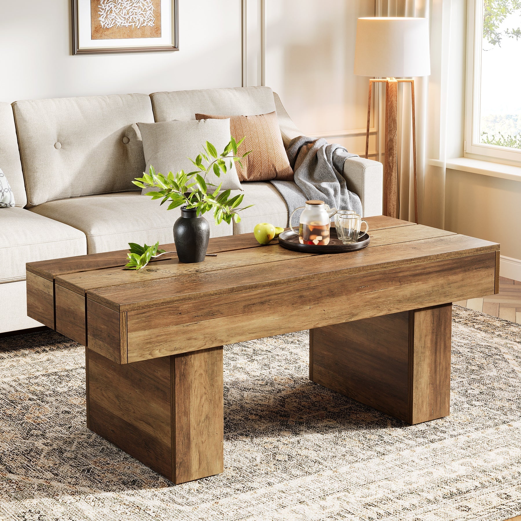 120 cm Coffee Table, Farmhouse Accent Table Snack Table