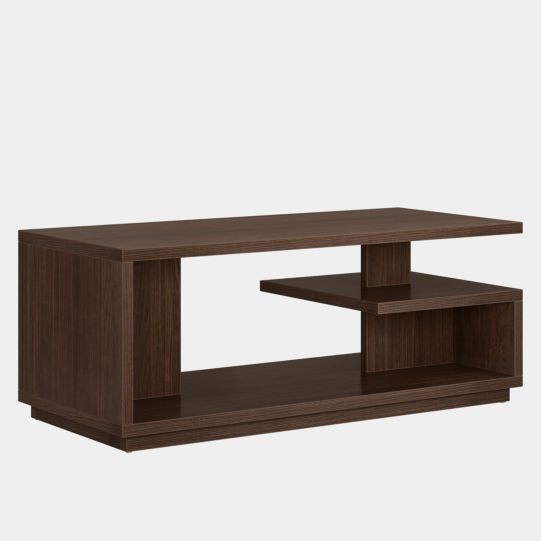 119 cm Coffee Table, Modern Center Table Tea Table with 3-Tier Shelf