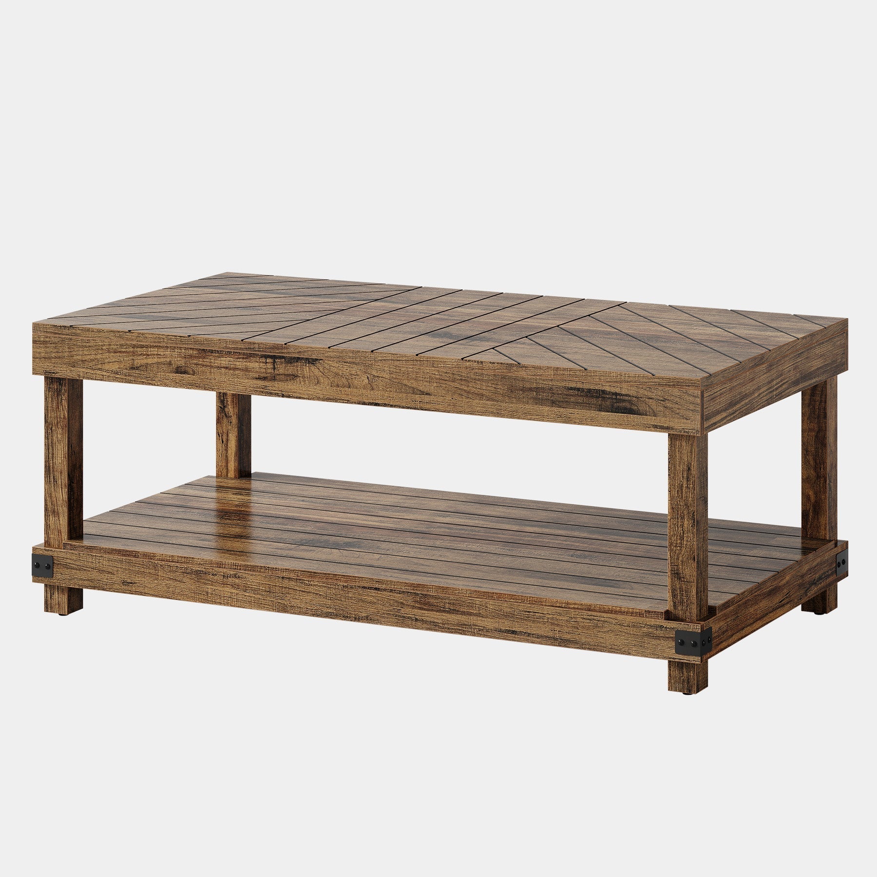 120 cm Coffee Table, Wood Center Table Cocktail Tea Table with Storage Shelf