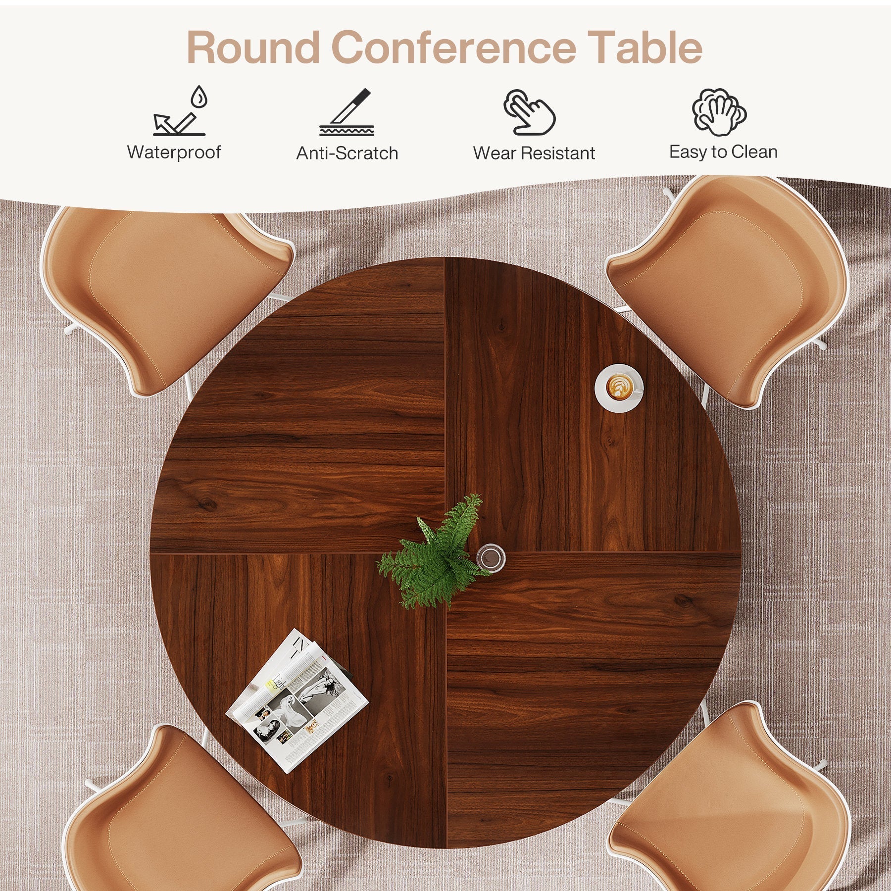 120 cm Conference Table, Round Sturdy Meeting Room Table