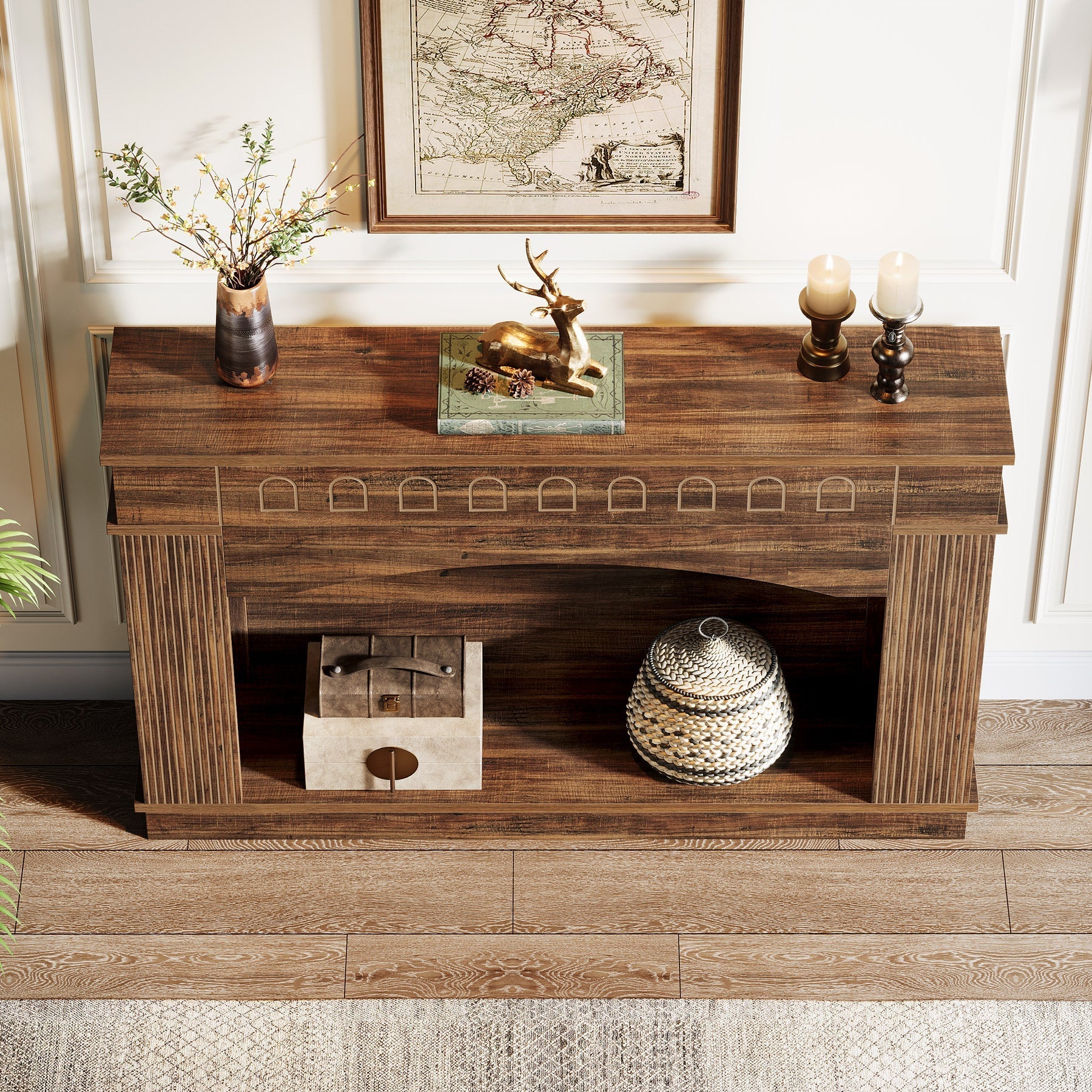 119 cm Farmhouse Console Table, 2-Tier Sofa Table Entryway Table