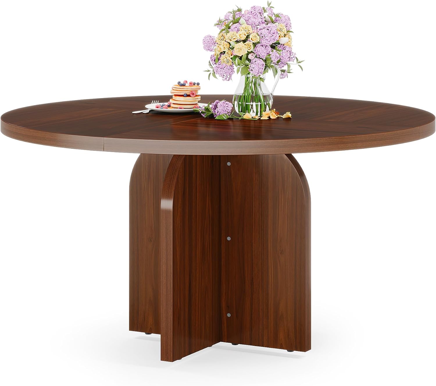 120-CM Dining Table, Wood Round Kitchen Table for 4-6