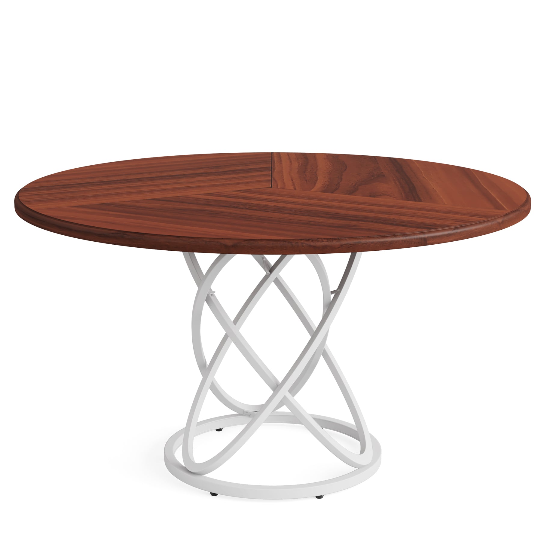 120 cm Round Dining Table, Dinner Kitchen Table with Metal Base