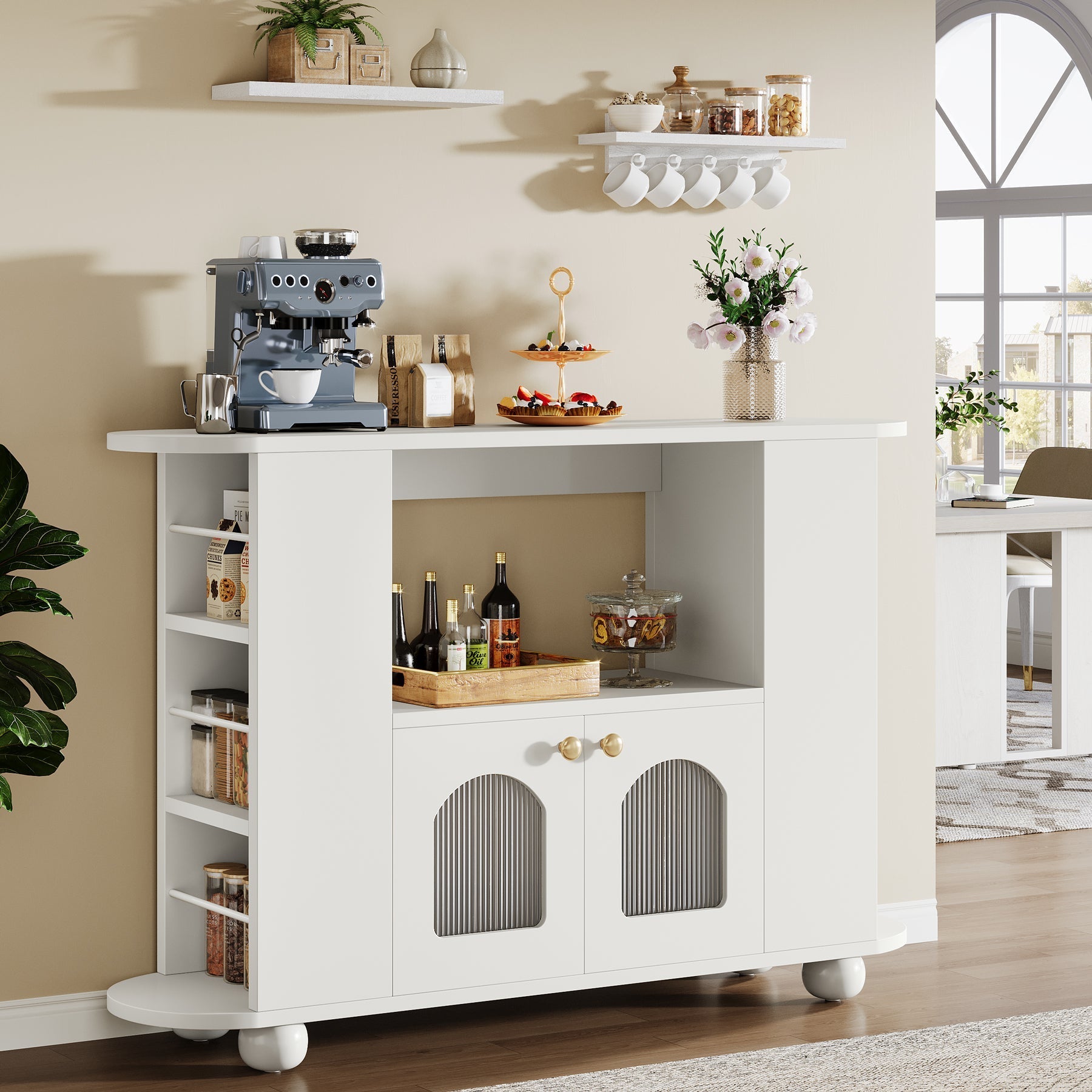 119 cm Sideboard Buffet, Kitchen Coffee Bar Storage Cabinet