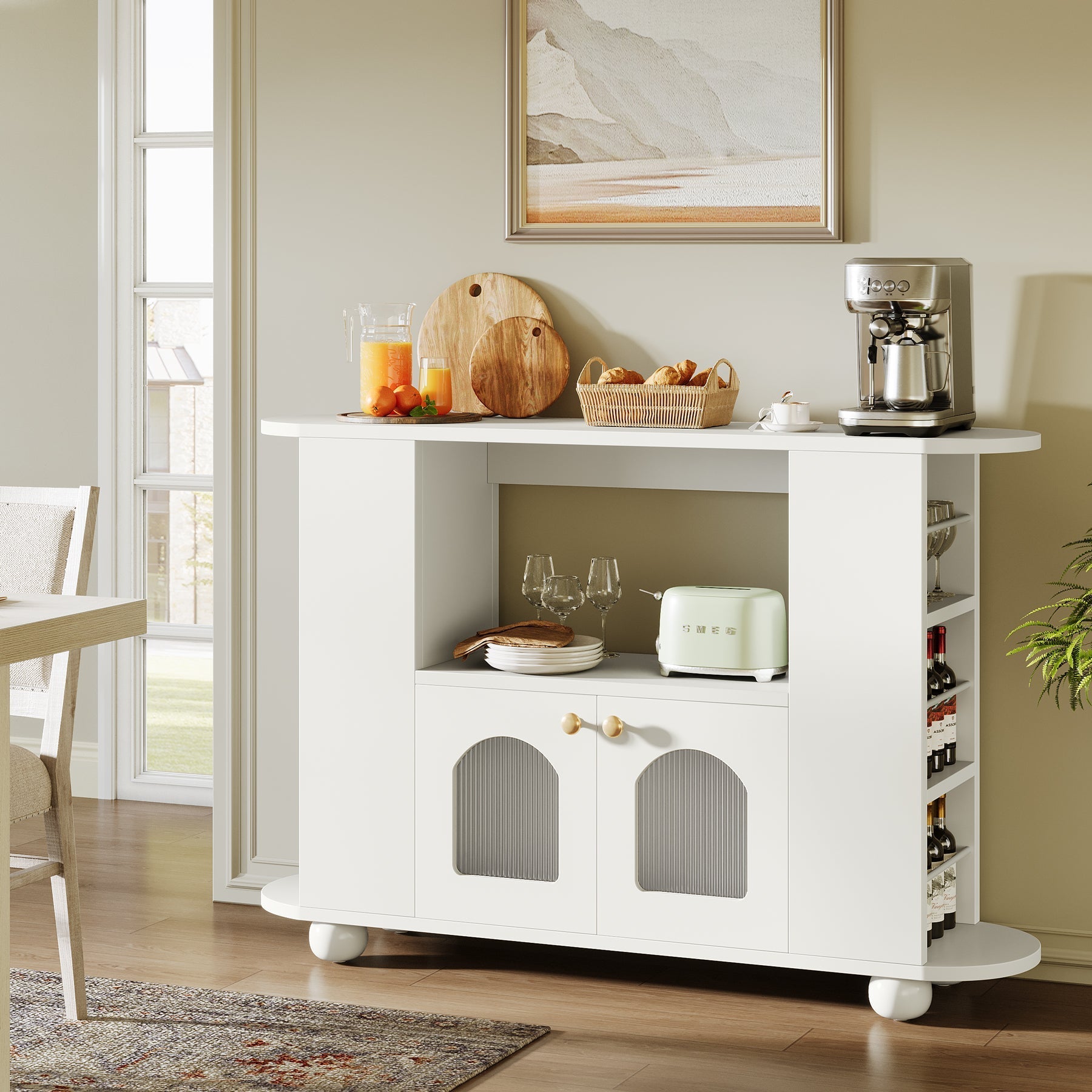 119 cm Sideboard Buffet, Kitchen Coffee Bar Storage Cabinet