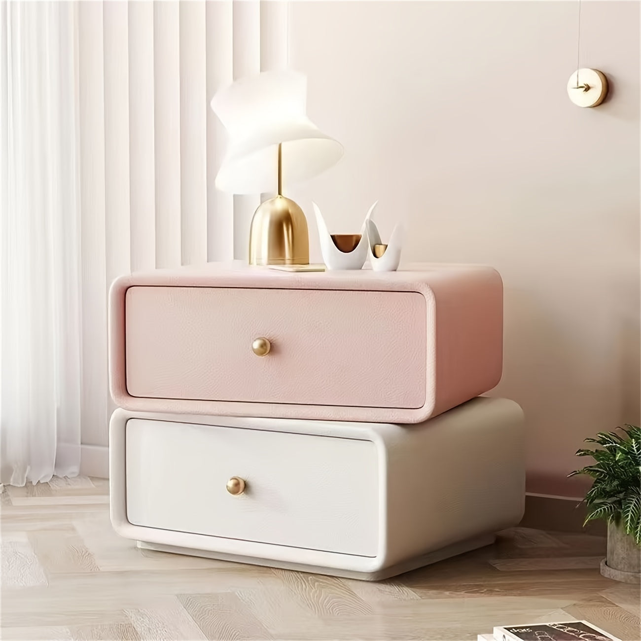 Multifunctional Simple Bedside Table with 2 Drawers, Bedside Table Side Table Suitable for Living Room, Bedroom, Corridor and Small Space