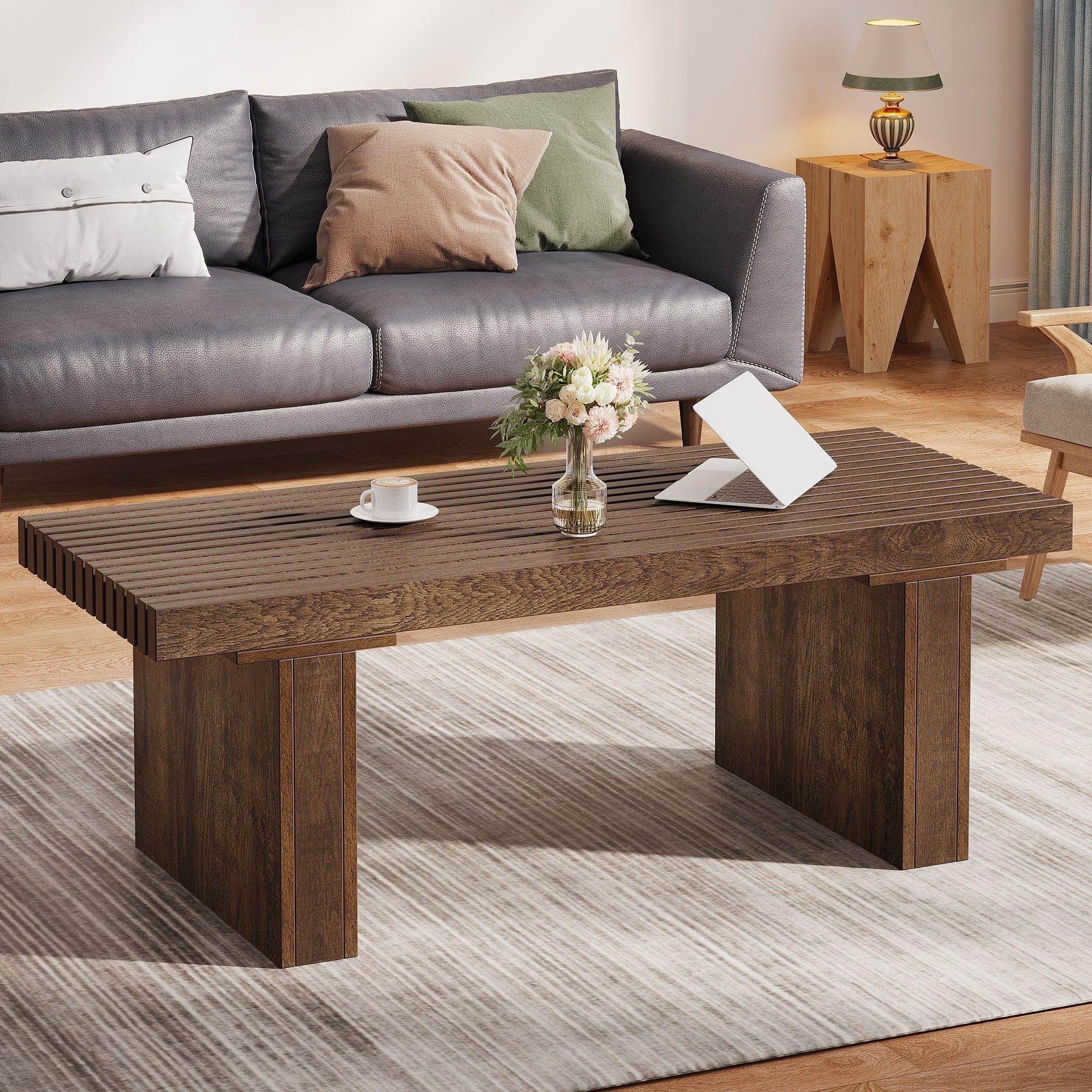 120 cm Coffee Table, Wood Rectangle Center Table