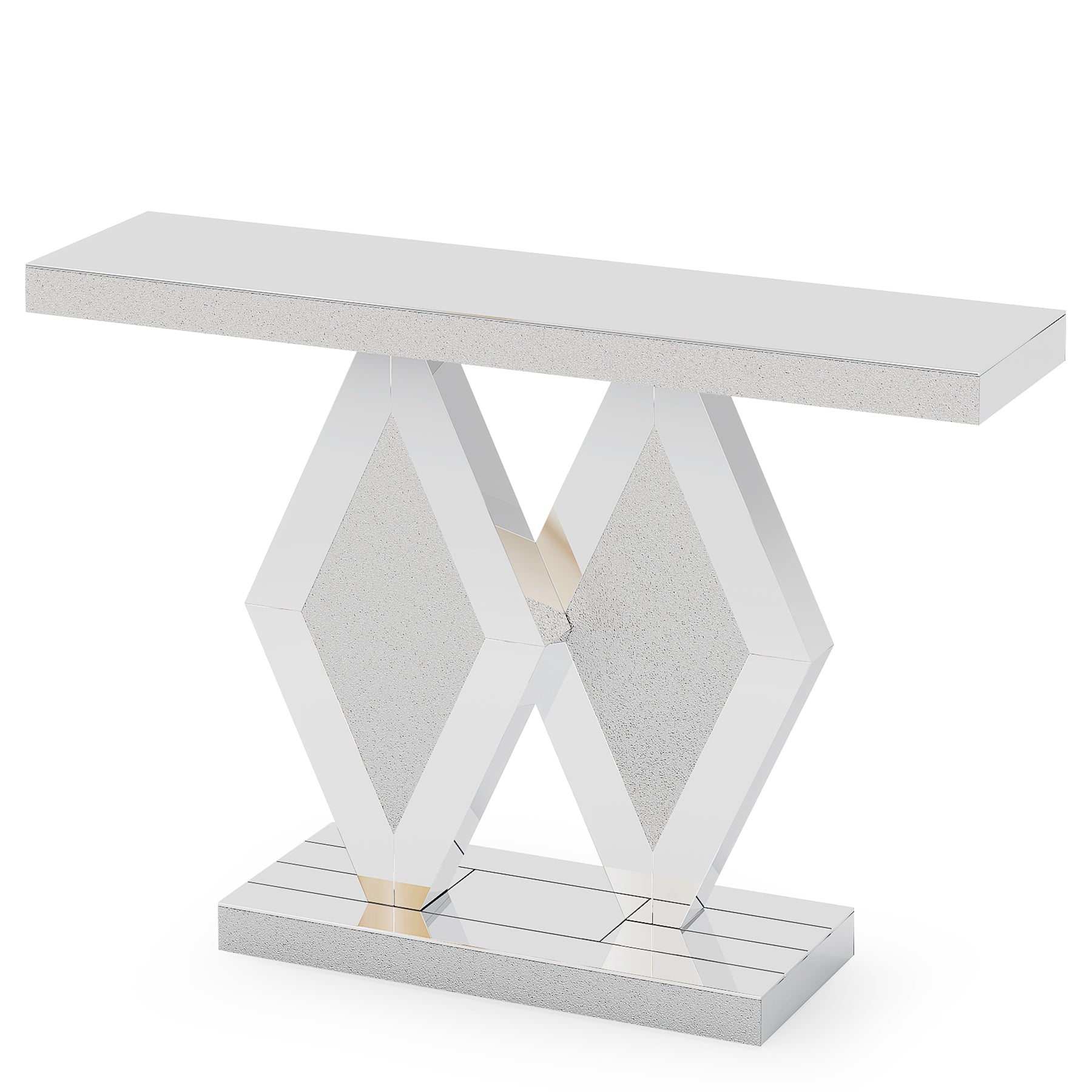 120 cm Console Table, Mirrored Sofa Table with Acrylic Diamonds