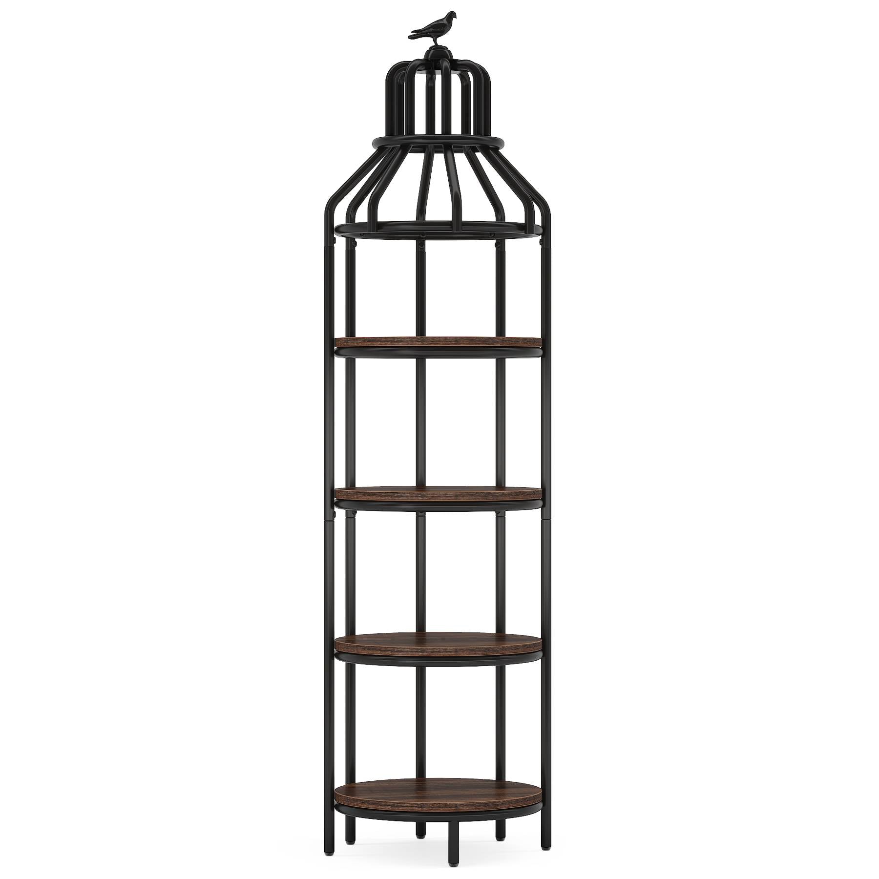 Industrial Bookshelf, 4-Tier Etagere Bookcase with Bird Cage Design (cm)