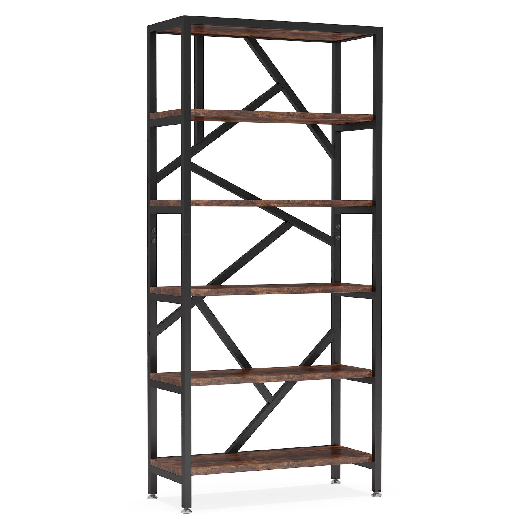 180 cm Bookshelf, Industrial Etagere Bookcase 6 Shelf Display Rack