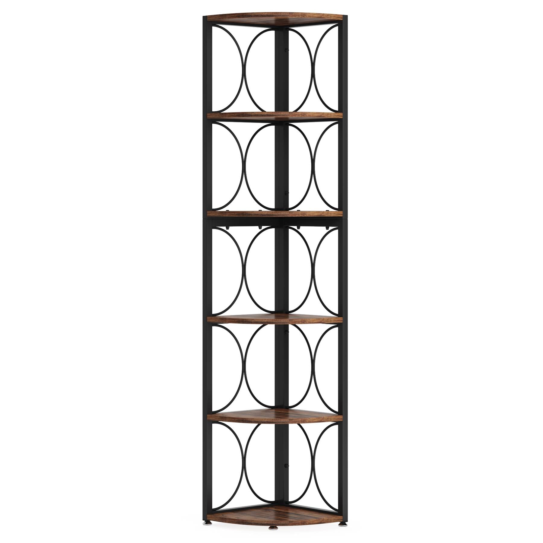 6-Tier Corner Shelf, 170 cm Corner Bookshelf Shelving Unit