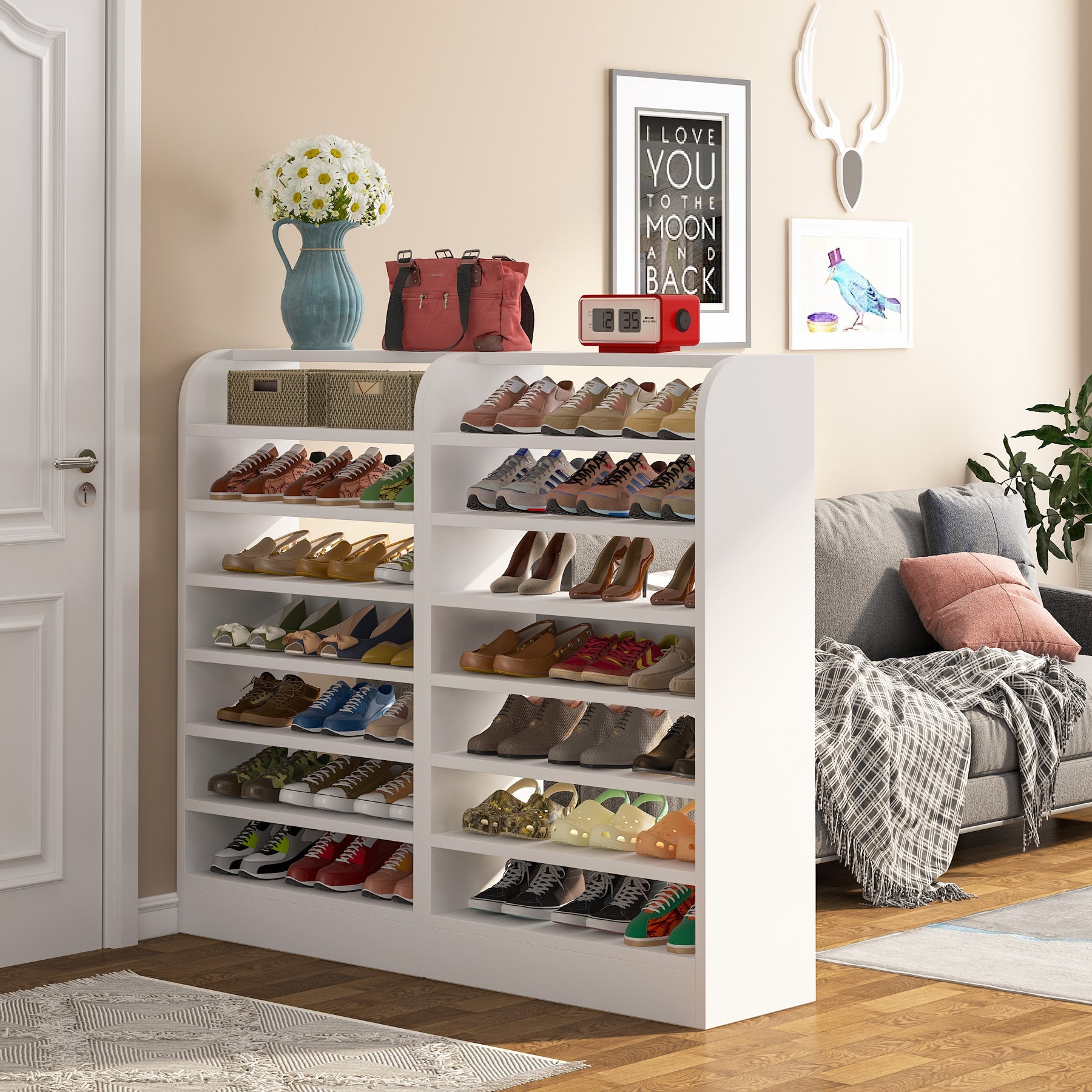 8-Tier Shoe Rack, Wooden Shoe Shelf Shoe Storage Cabinet (Approx. 203 cm)