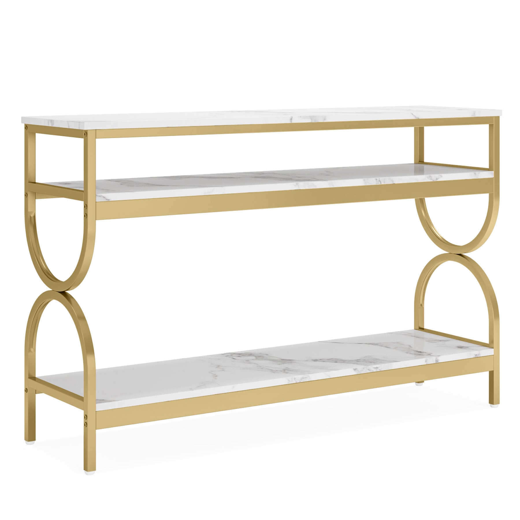 3-Tier Console Table, 140 cm Sofa Table with Storage Shelves