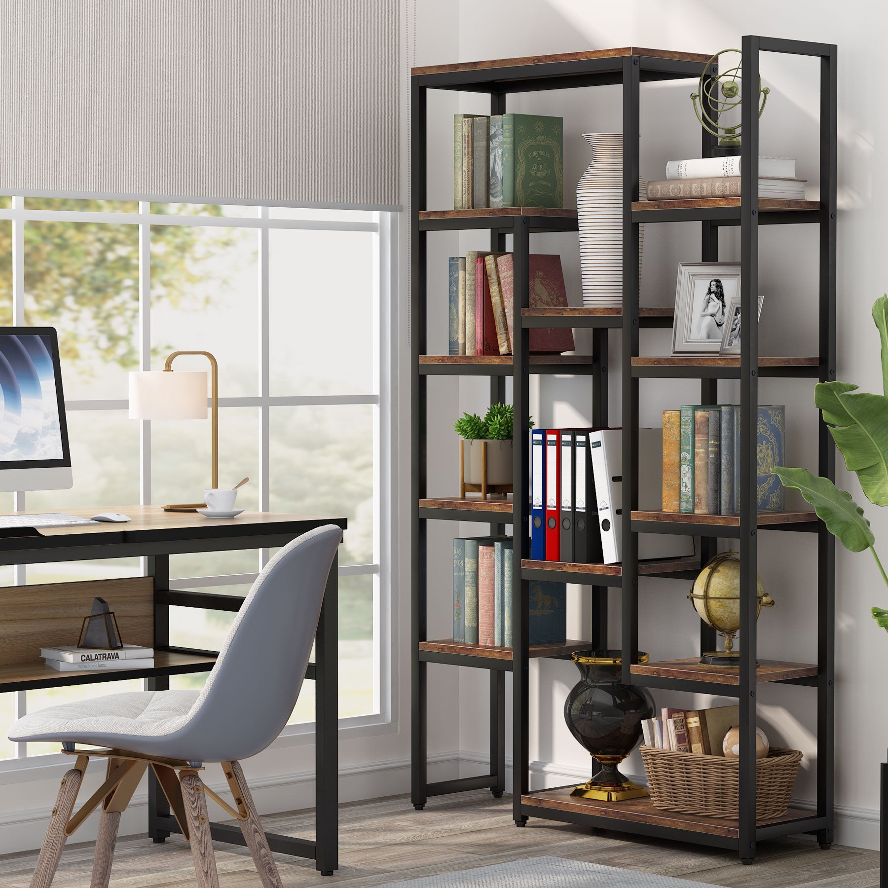 180 cm Bookshelf Display Bookcase with 12 Open Shelves