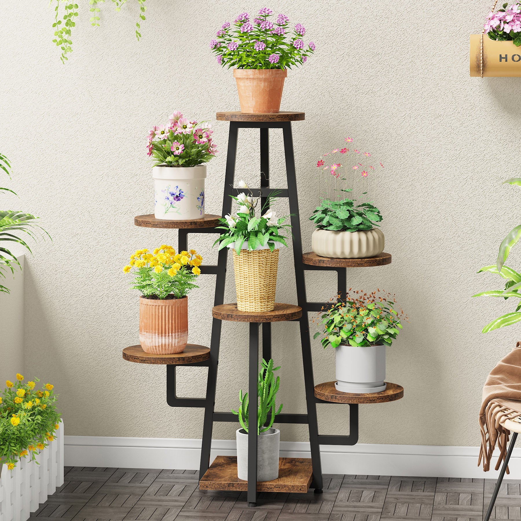 7-Tier Plant Stand, 110 cm Plant Pots Holder Rack Flower Stand