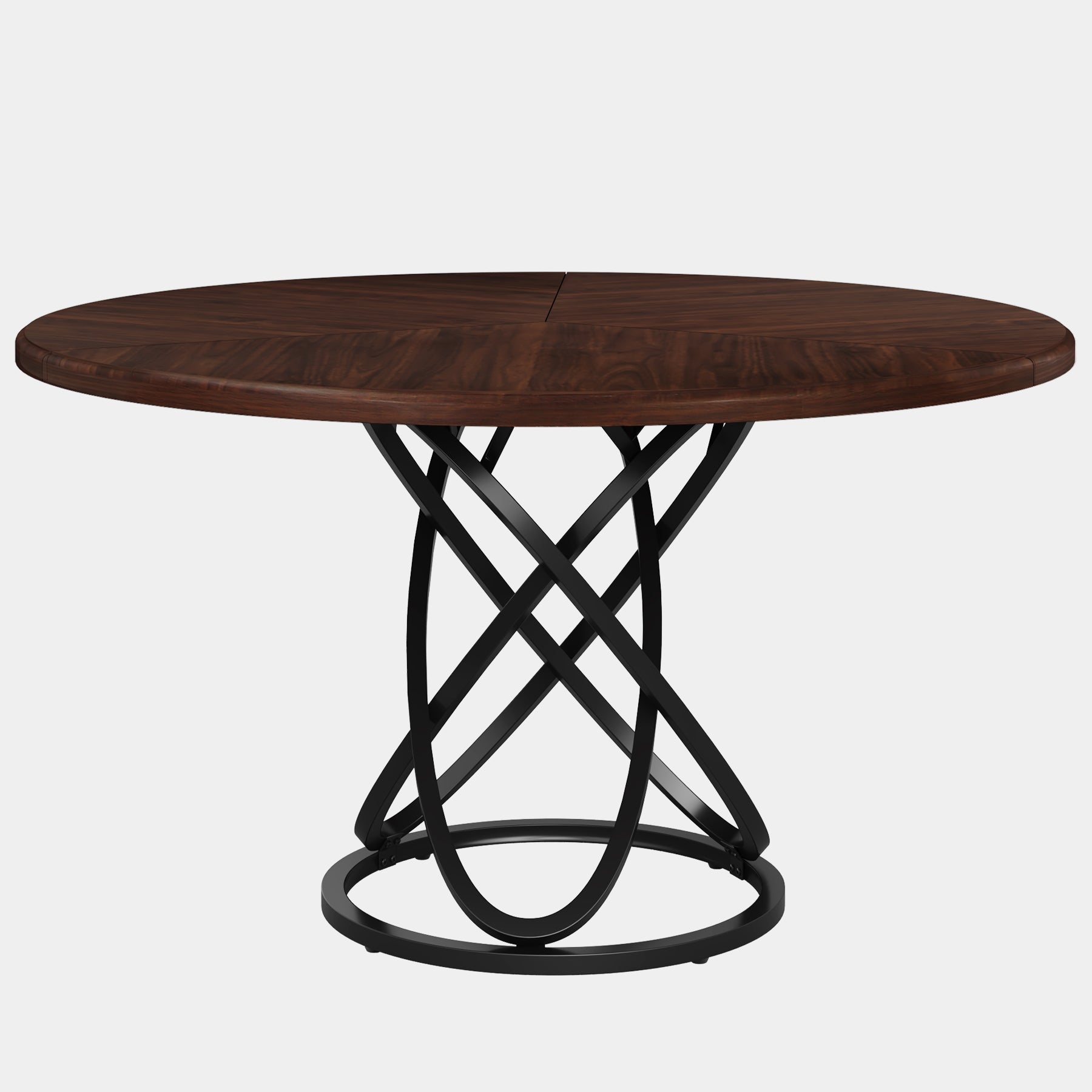 120 cm Round Dining Table, Dinner Kitchen Table with Metal Base