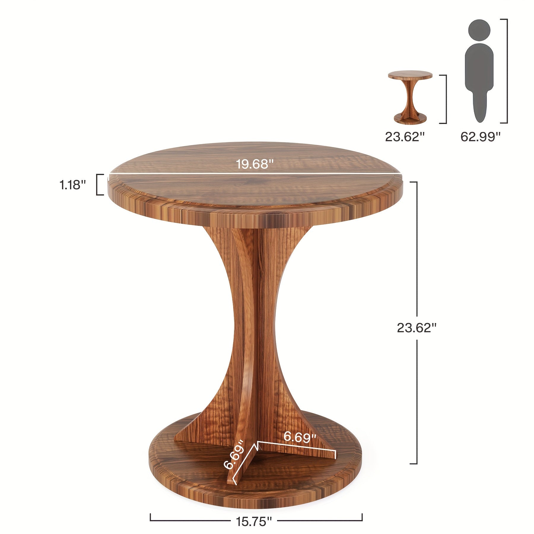 Round End Side Table, Wood Small Sofa Chair Side Table, Mid-Century Bedside Nightstand For Bedroom Living Room