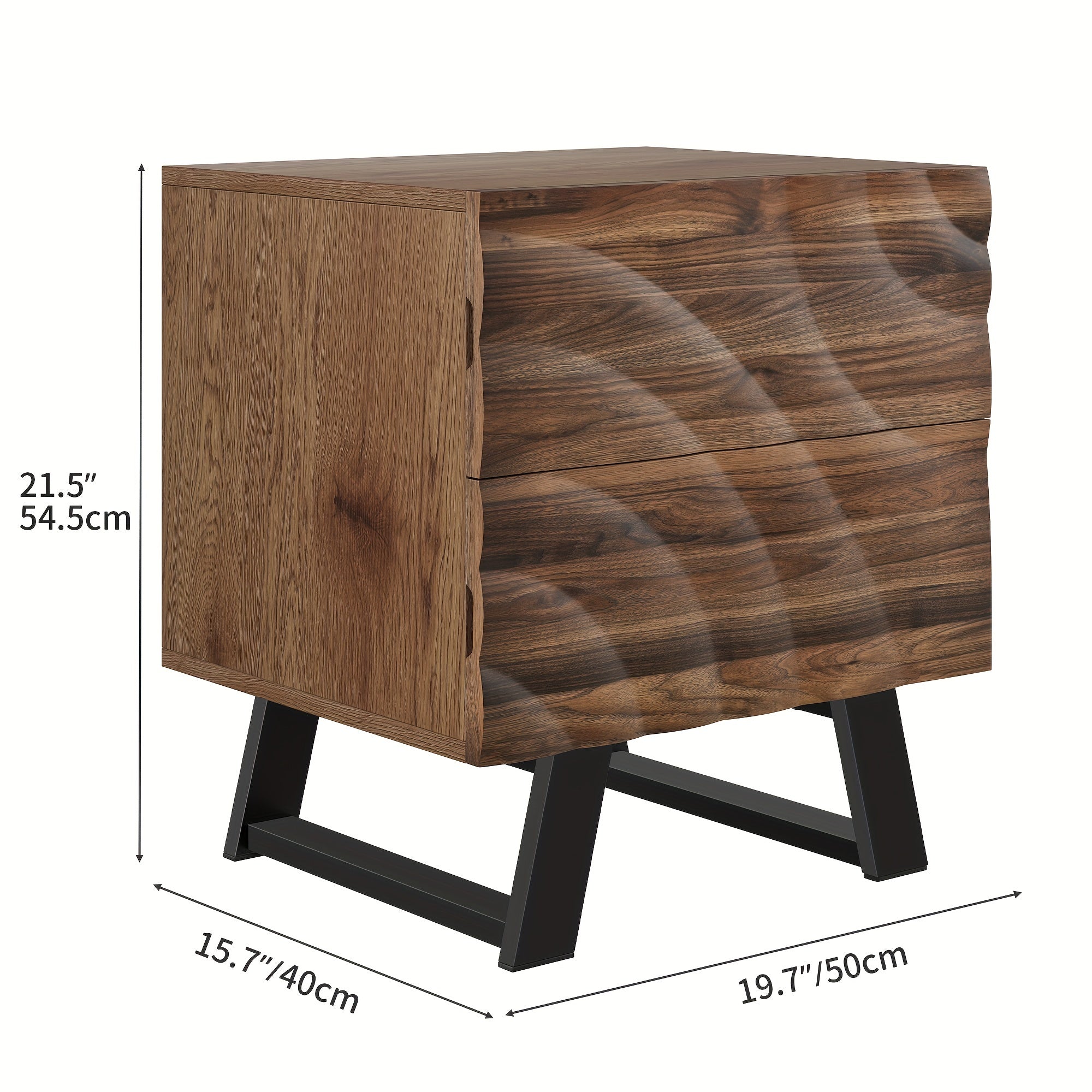 Natural Nightstand Unique Wood Bedside Table Bedroom Organizer with 2 Drawers