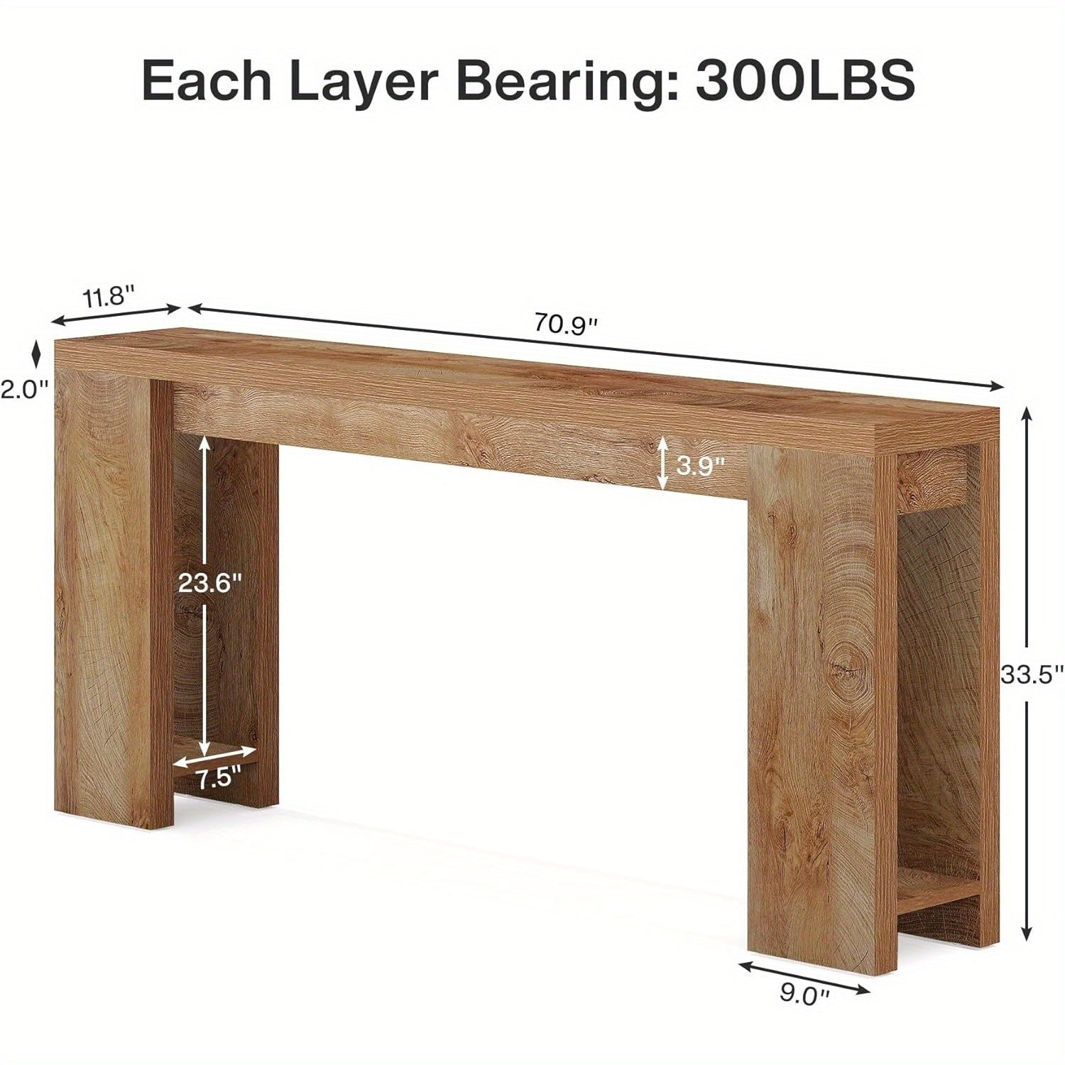 Farmhouse Console Table, 180 cm Extra Long Console Table, Wood Sofa Table Behind Couch, Narrow Entryway Accent Table for Living Room, Hallway, Entrance, Foyer, Easy Assembly Unique Design Furniture, Christmas Home Décor