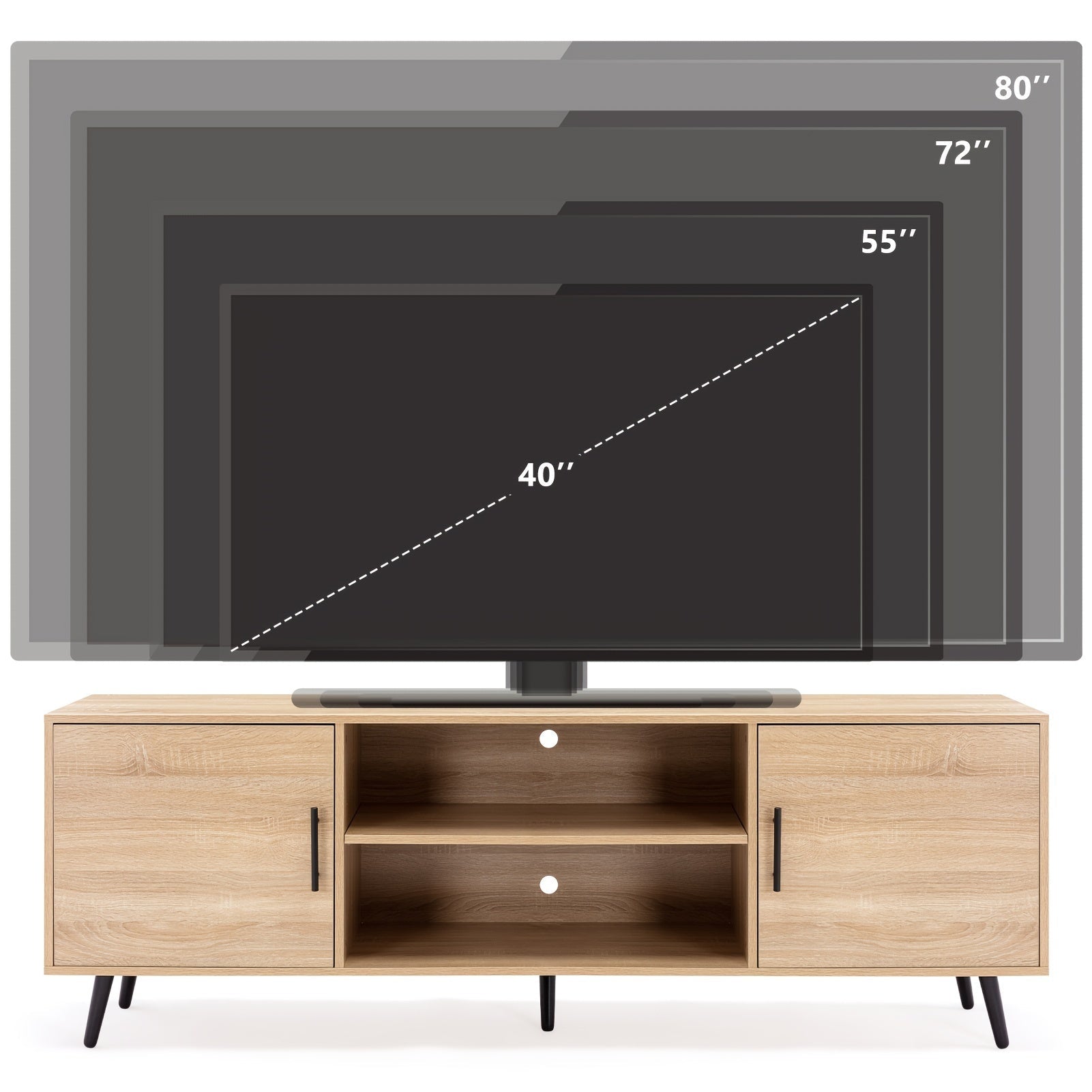 178cm Modern TV Stand For 203cm TV, Wood TV Stand With Storage, Entertainment Center For Living Room Bedroom, TV Media Console