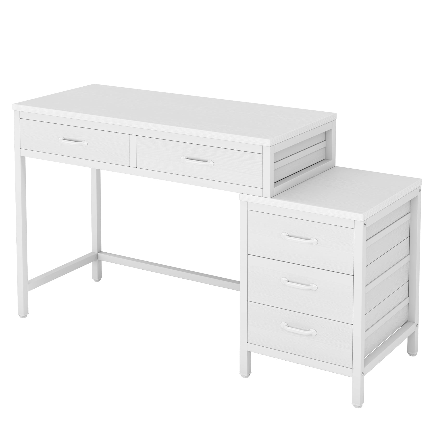 5-Drawer Computer Desk, Study Writing Table with Reversible Drawer Cabinet (Approx. 127 cm)