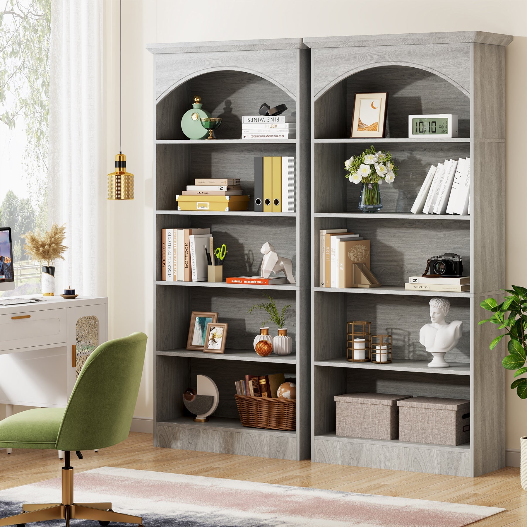 5-Shelf Bookcase, 180 cm Tall Bookshelf with Storage Shelves