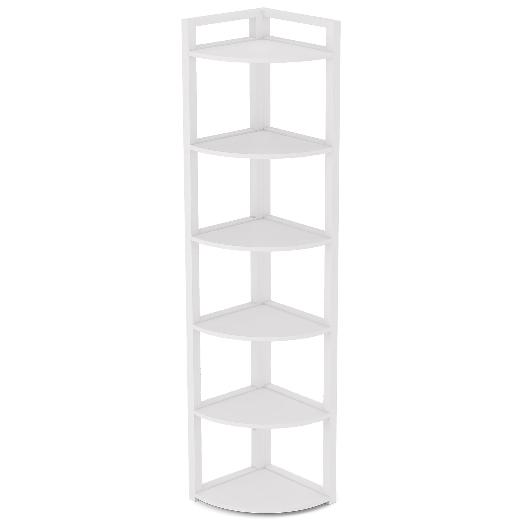 6-Tier Corner Shelf, Small Corner Bookshelf Storage Rack (Converted to cm)