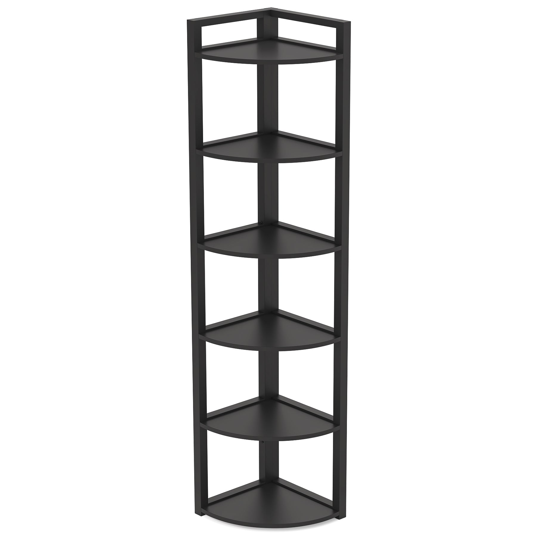 6-Tier Corner Shelf, Small Corner Bookshelf Storage Rack (Converted to cm)